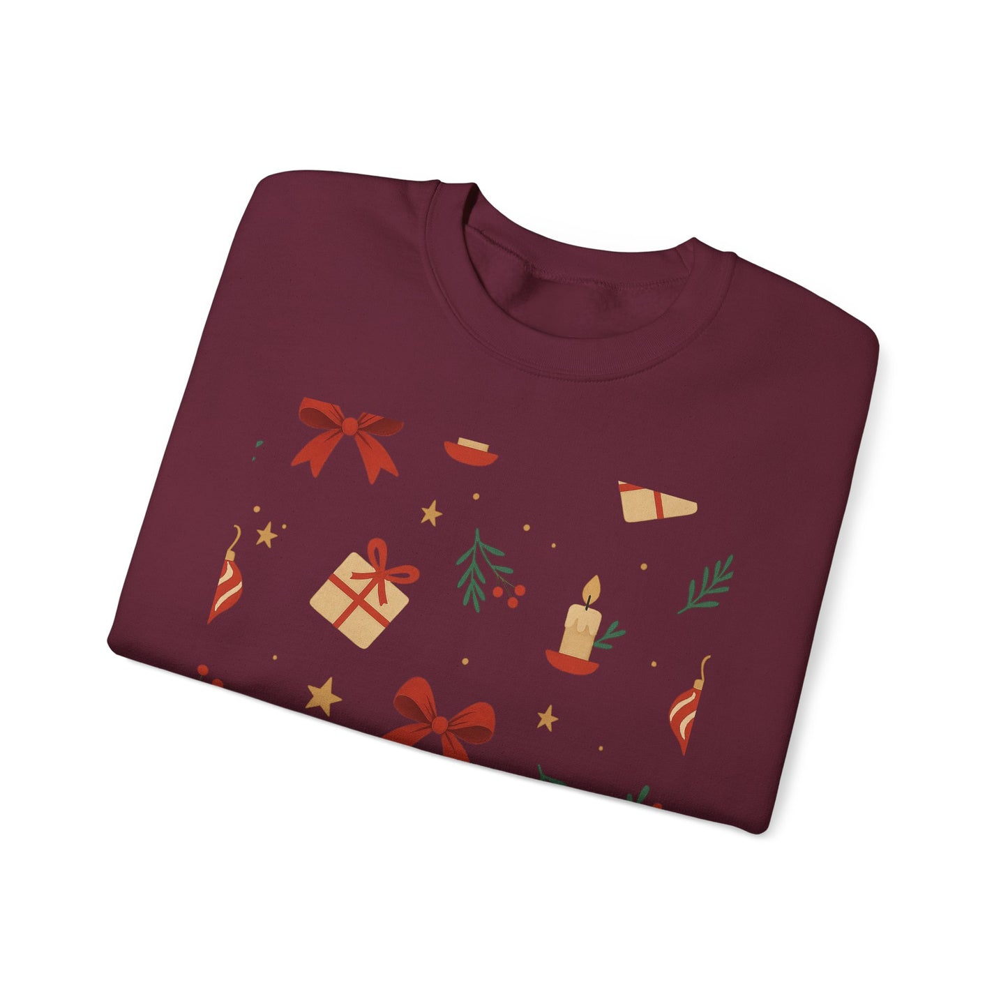 Holiday Pattern Sweatshirt — Festive Gifts & Candle Design Crewneck