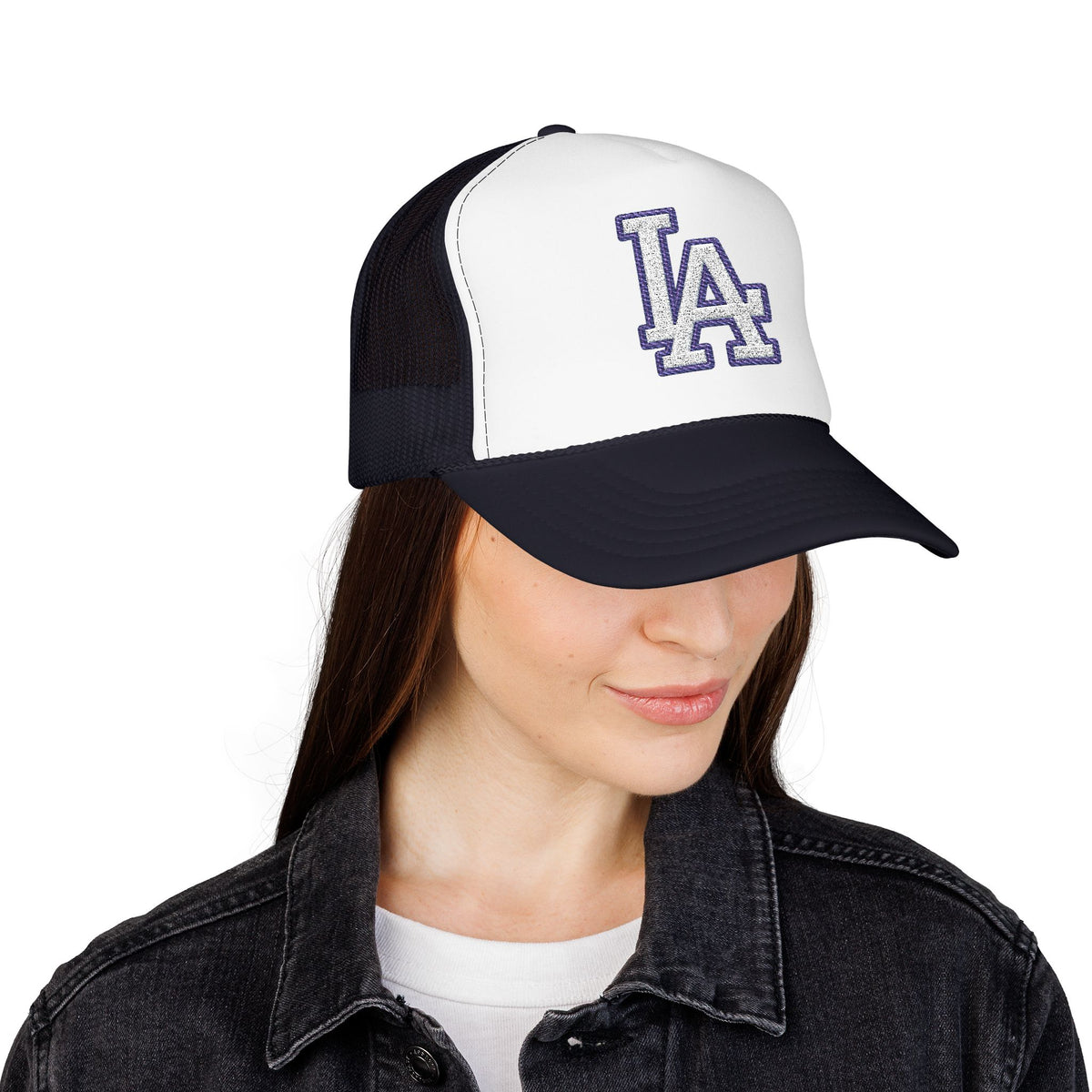LA logo, Los Angeles California Design, City pride graphic, Varsity style hat cap, T-shirt hoodie POD