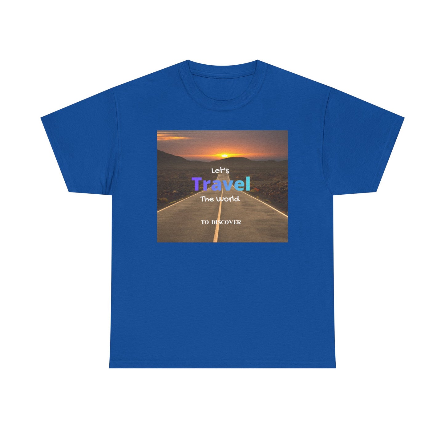Travel Sunset Road T‑Shirt – "Let's Travel the World" Graphic Tee
