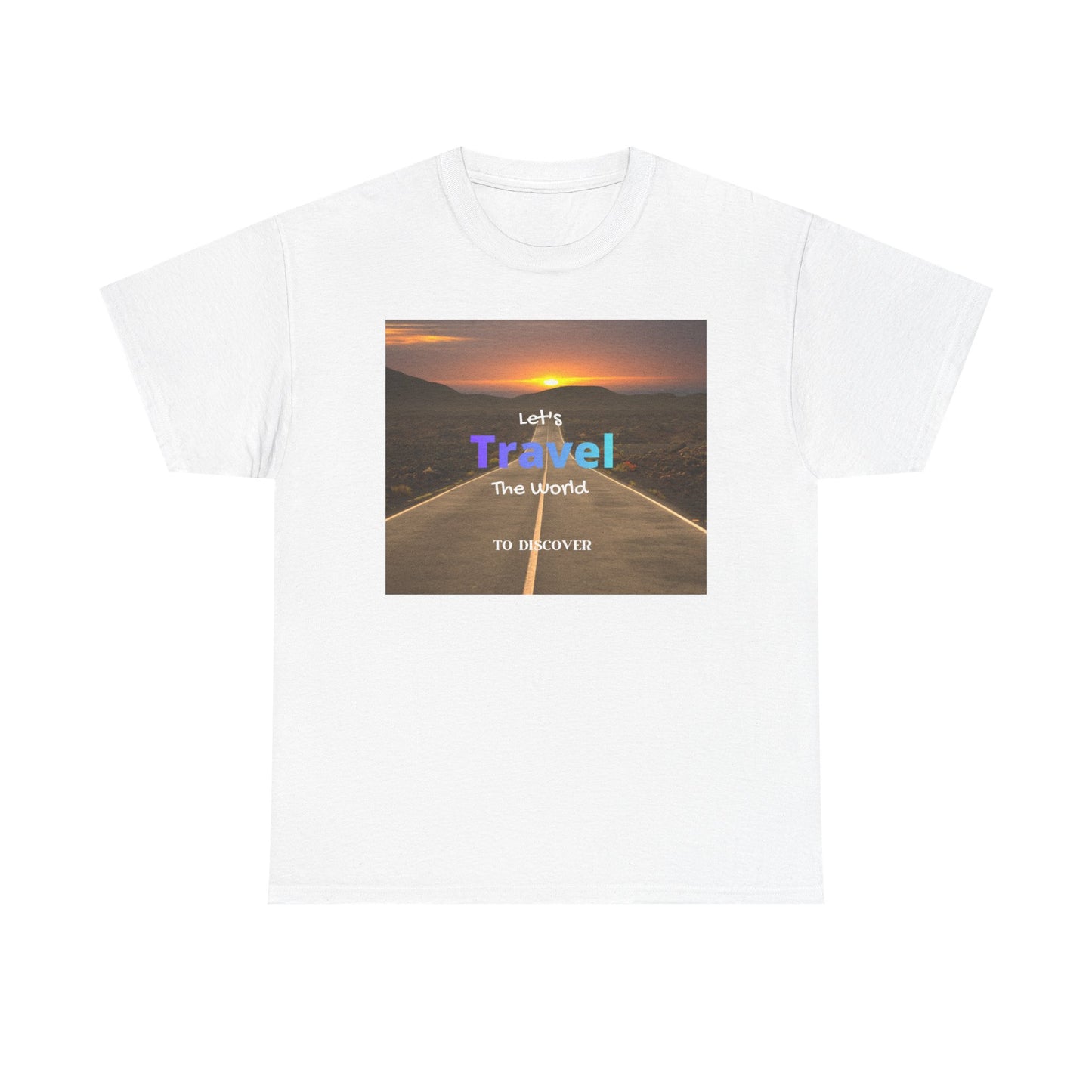 Travel Sunset Road T‑Shirt – "Let's Travel the World" Graphic Tee