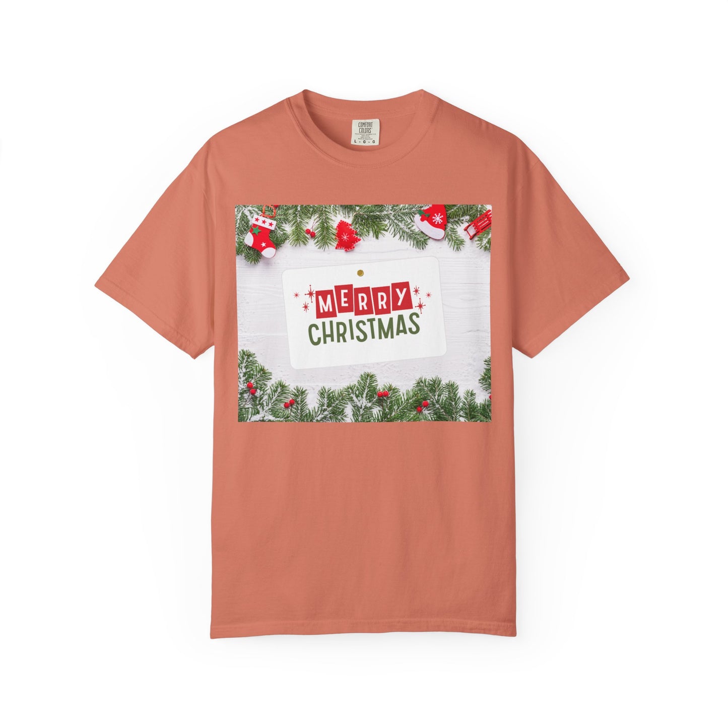 Merry Christmas Holiday T-Shirt — Festive Pine & Ornament Graphic