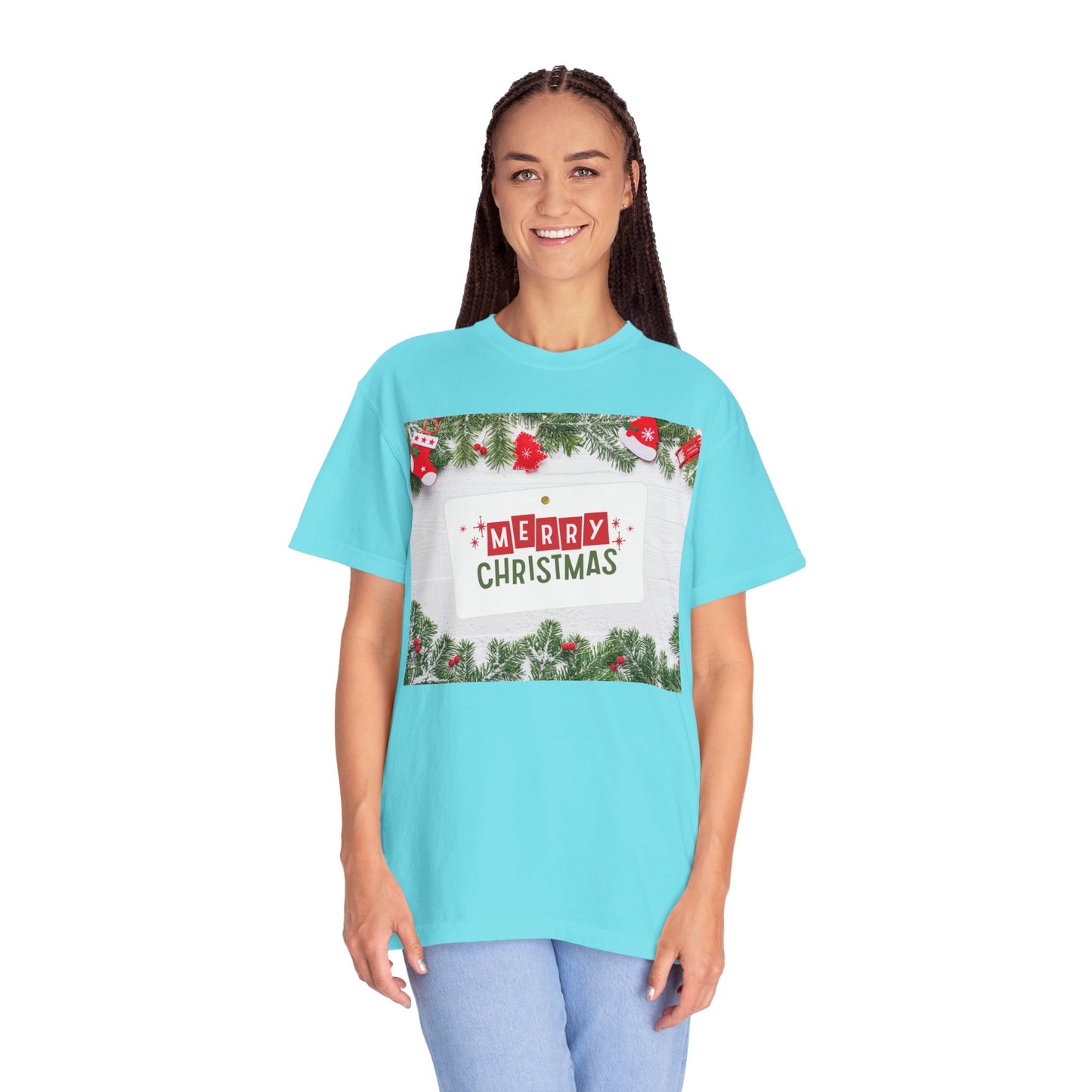 Merry Christmas Holiday T-Shirt — Festive Pine & Ornament Graphic