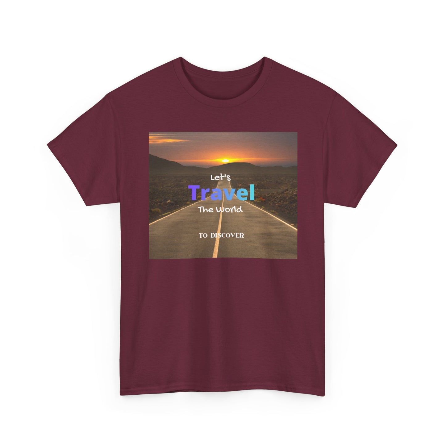 Travel Sunset Road T‑Shirt – "Let's Travel the World" Graphic Tee