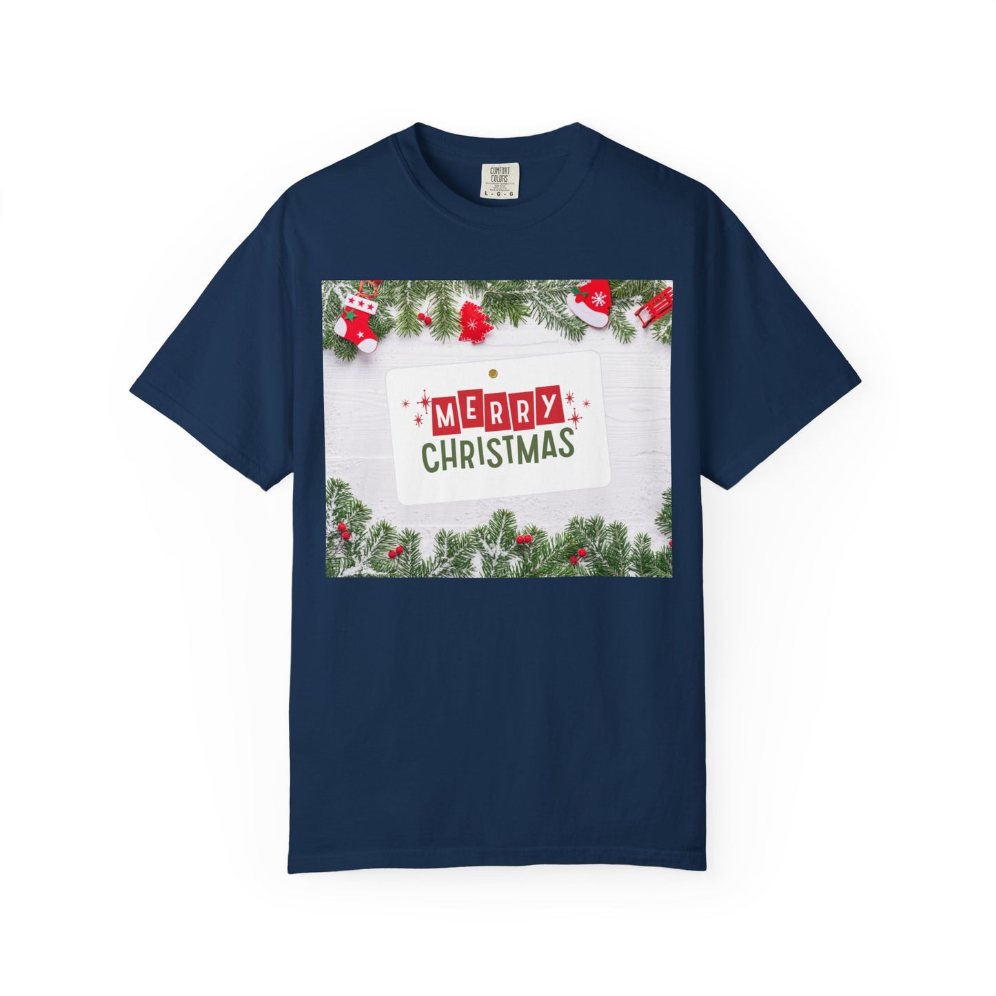 Merry Christmas Holiday T-Shirt — Festive Pine & Ornament Graphic
