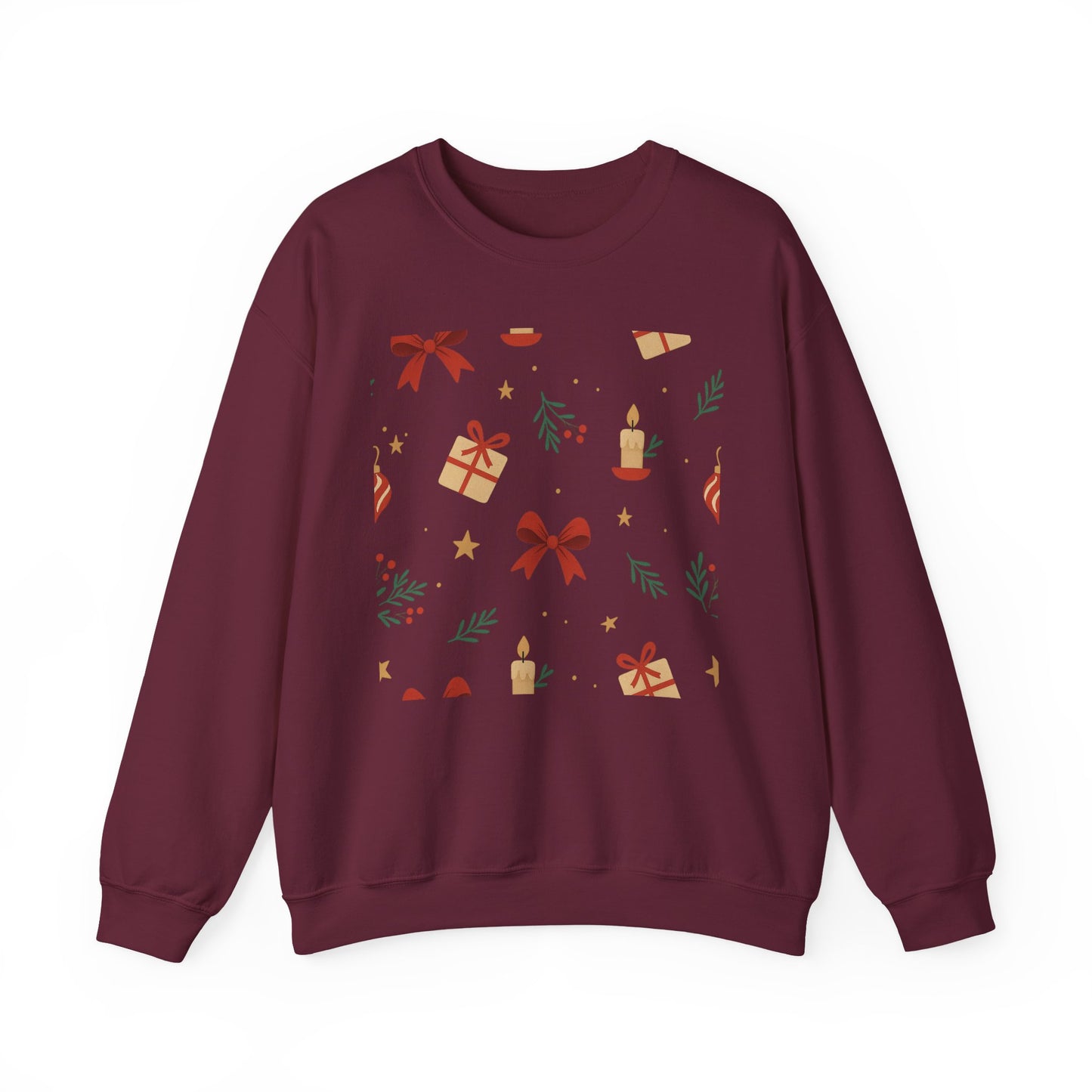 Holiday Pattern Sweatshirt — Festive Gifts & Candle Design Crewneck