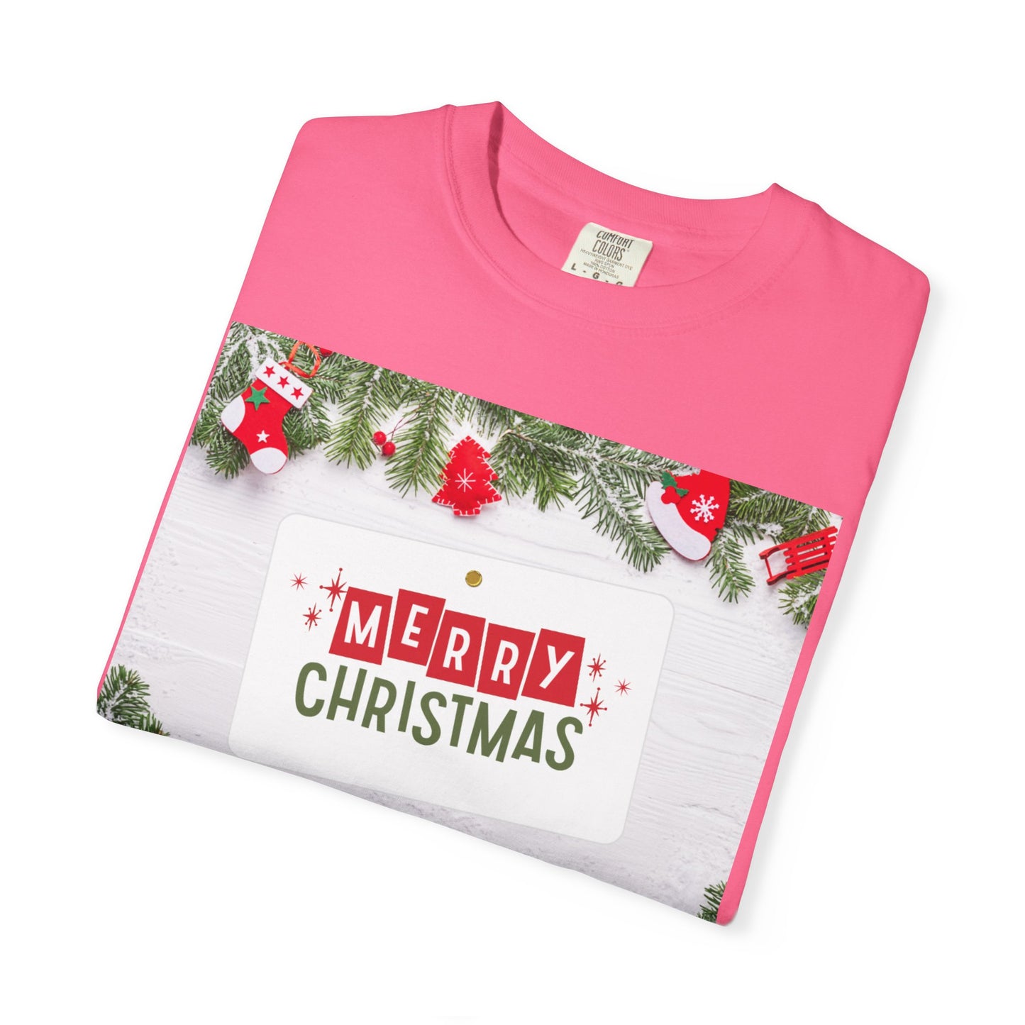 Merry Christmas Holiday T-Shirt — Festive Pine & Ornament Graphic