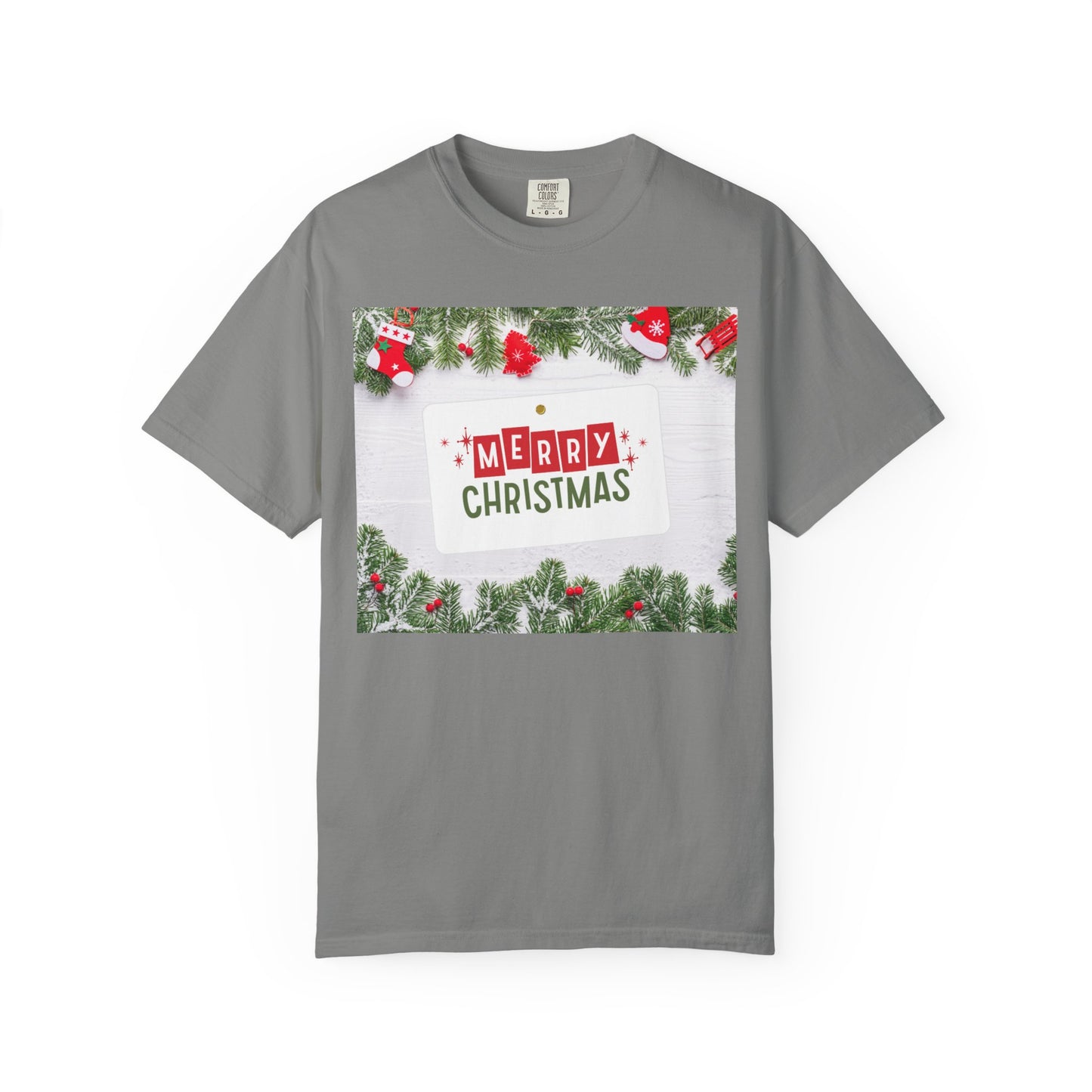 Merry Christmas Holiday T-Shirt — Festive Pine & Ornament Graphic