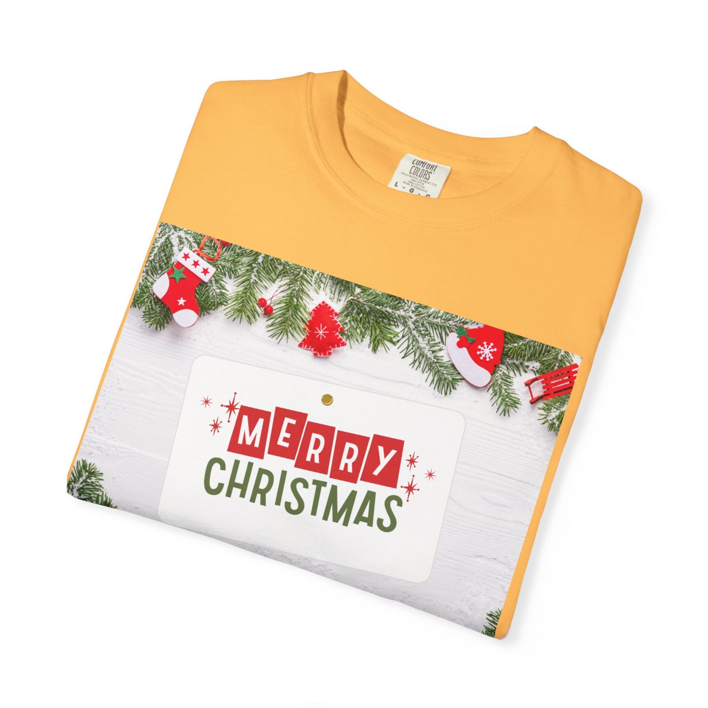 Merry Christmas Holiday T-Shirt — Festive Pine & Ornament Graphic