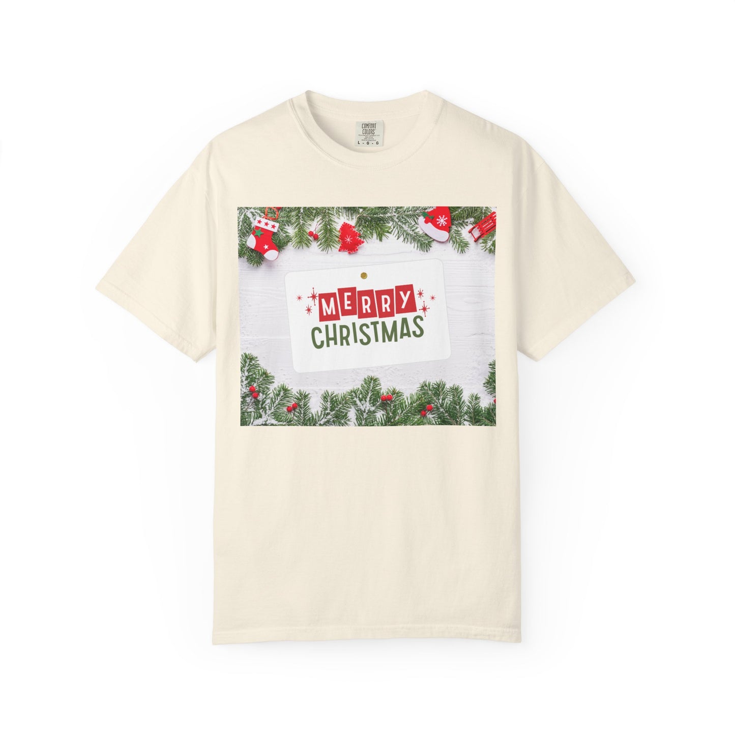 Merry Christmas Holiday T-Shirt — Festive Pine & Ornament Graphic