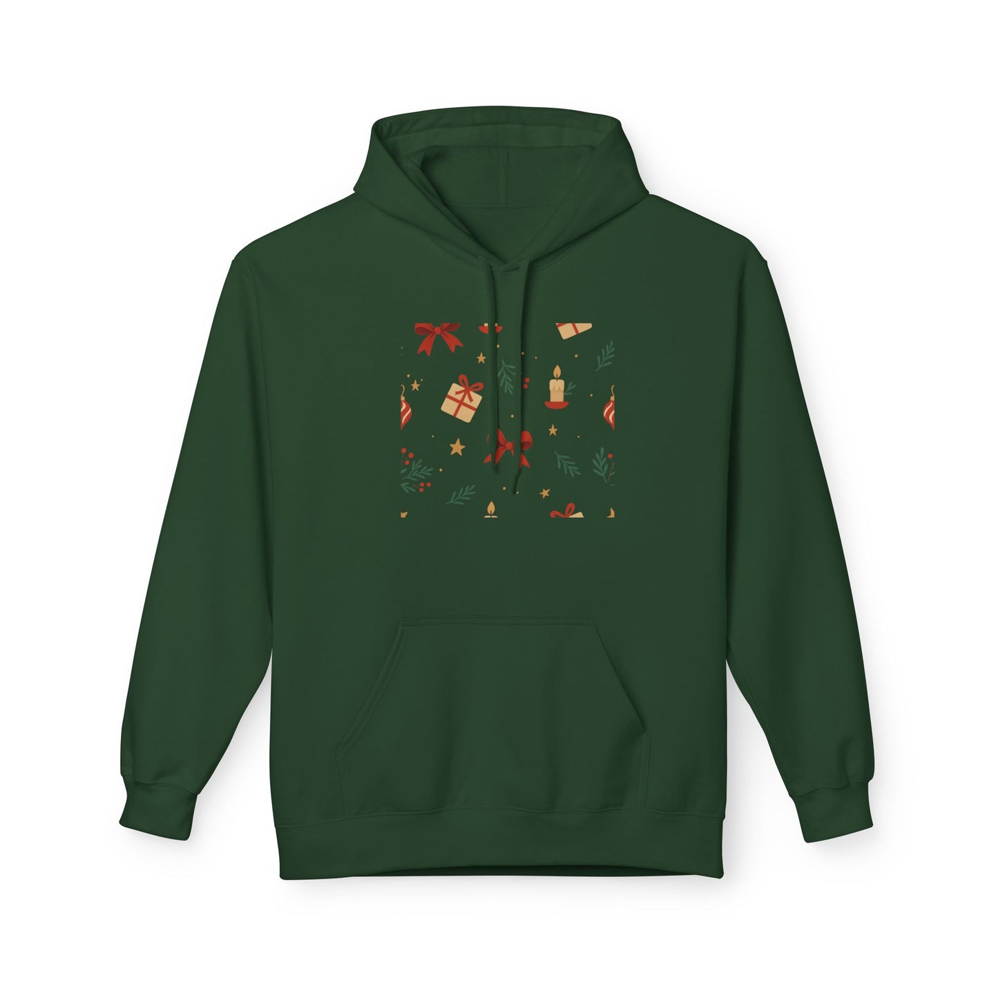 Holiday Gift Pattern Hoodie — Festive Presents & Bows Design