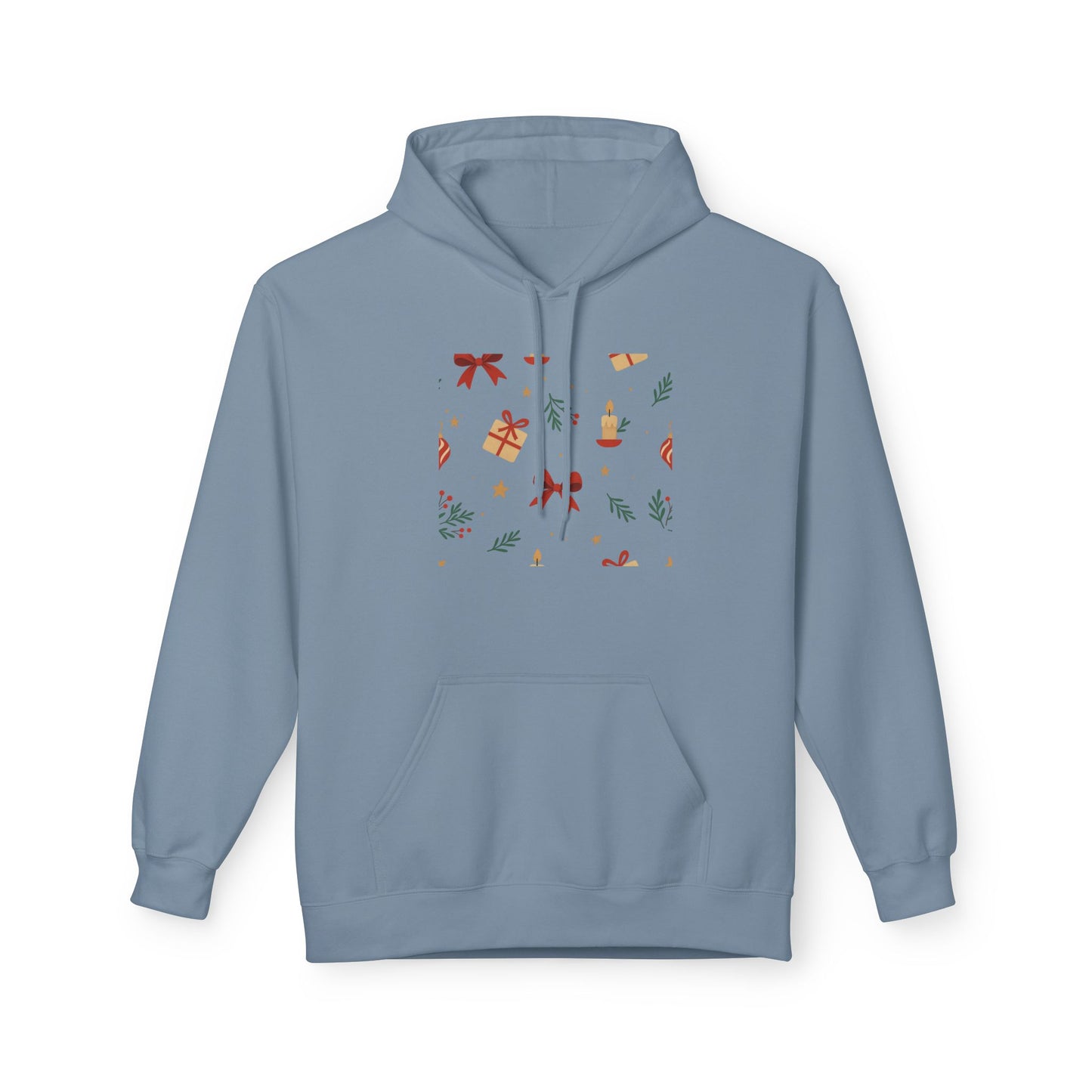 Holiday Gift Pattern Hoodie — Festive Presents & Bows Design