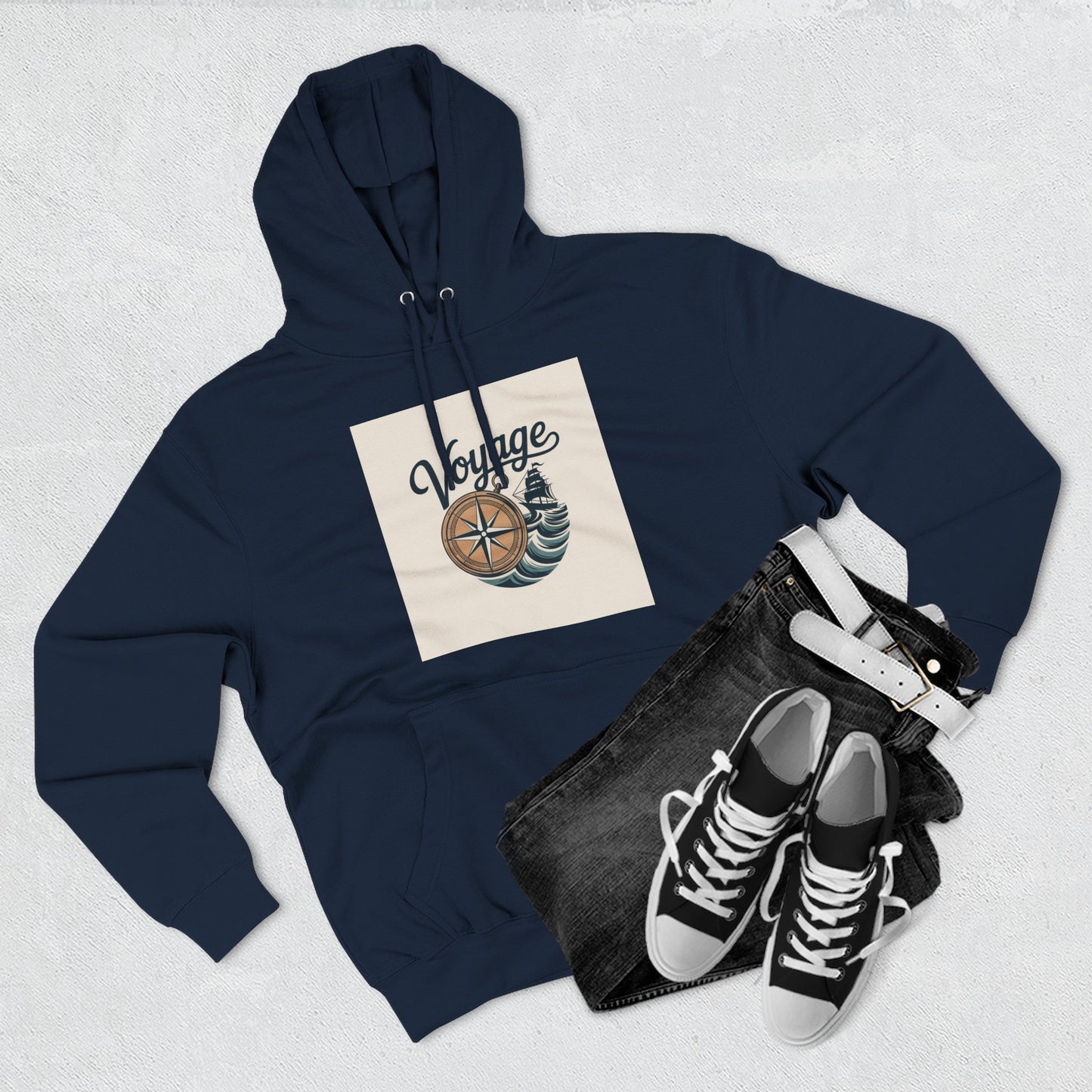 Voyage Compass Hoodie — Nautical Travel Graphic Pullover