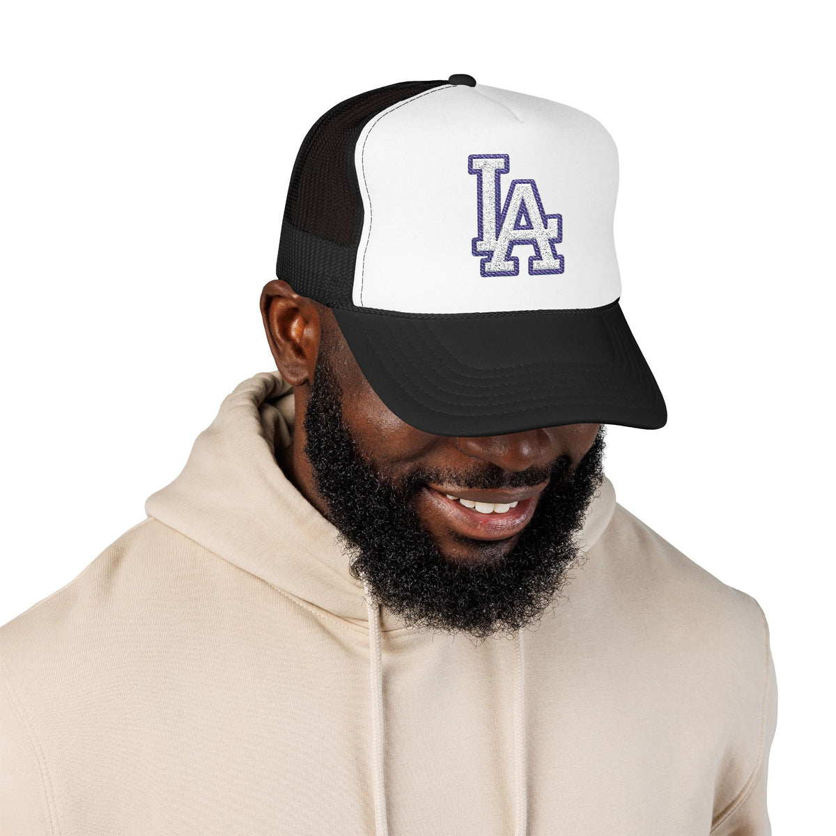 LA logo, Los Angeles California Design, City pride graphic, Varsity style hat cap, T-shirt hoodie POD