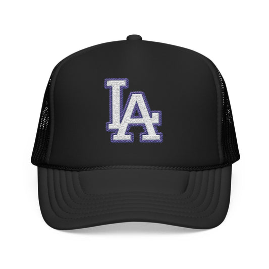 LA logo, Los Angeles California Design, City pride graphic, Varsity style hat cap, T-shirt hoodie POD