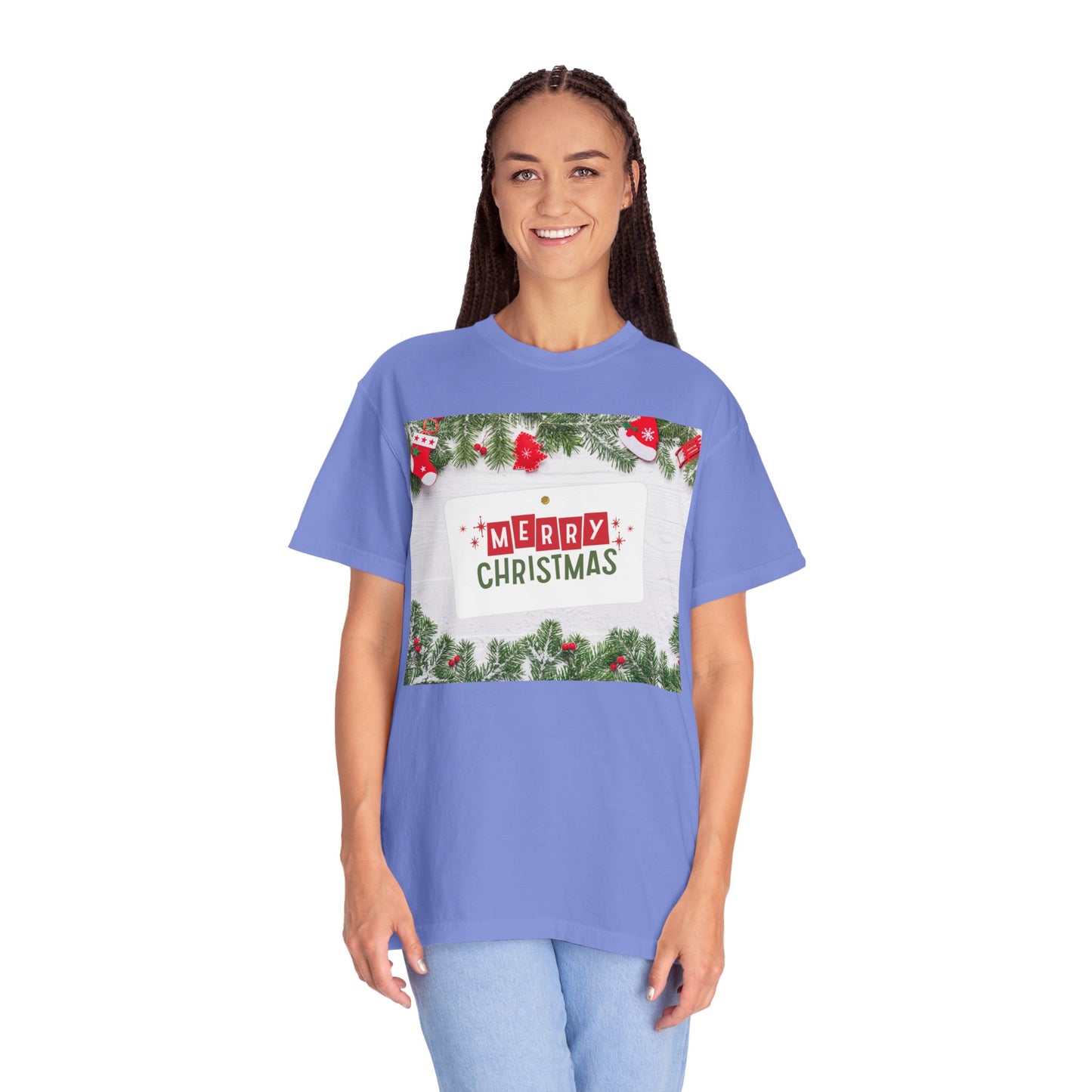 Merry Christmas Holiday T-Shirt — Festive Pine & Ornament Graphic