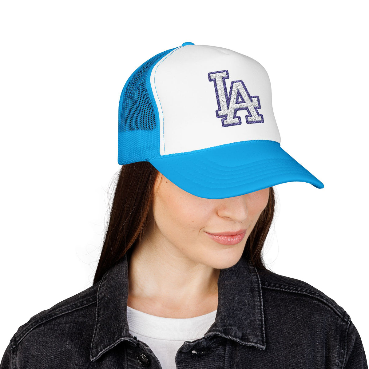 LA logo, Los Angeles California Design, City pride graphic, Varsity style hat cap, T-shirt hoodie POD