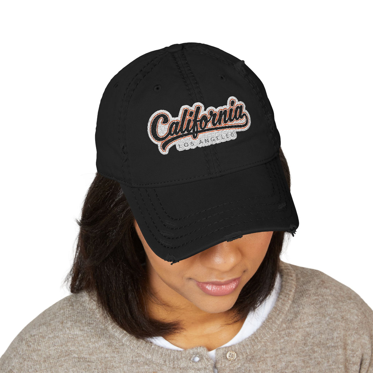 California Embroidered Distressed Dad Hat — Vintage Washed Baseball Cap