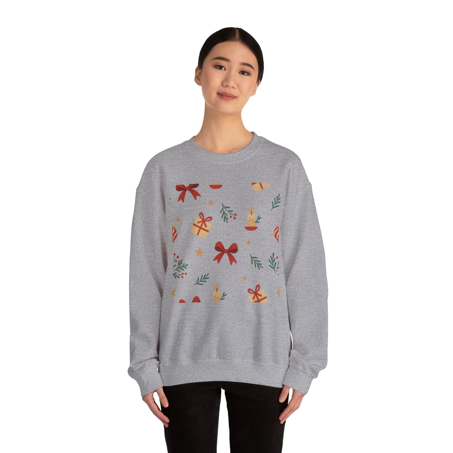 Holiday Pattern Sweatshirt — Festive Gifts & Candle Design Crewneck