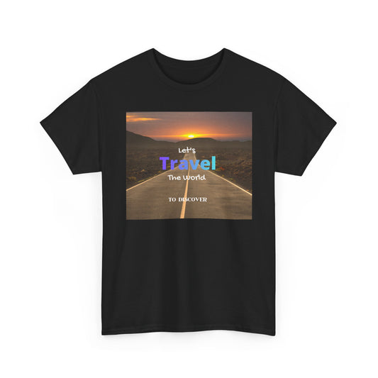Travel Sunset Road T‑Shirt – "Let's Travel the World" Graphic Tee