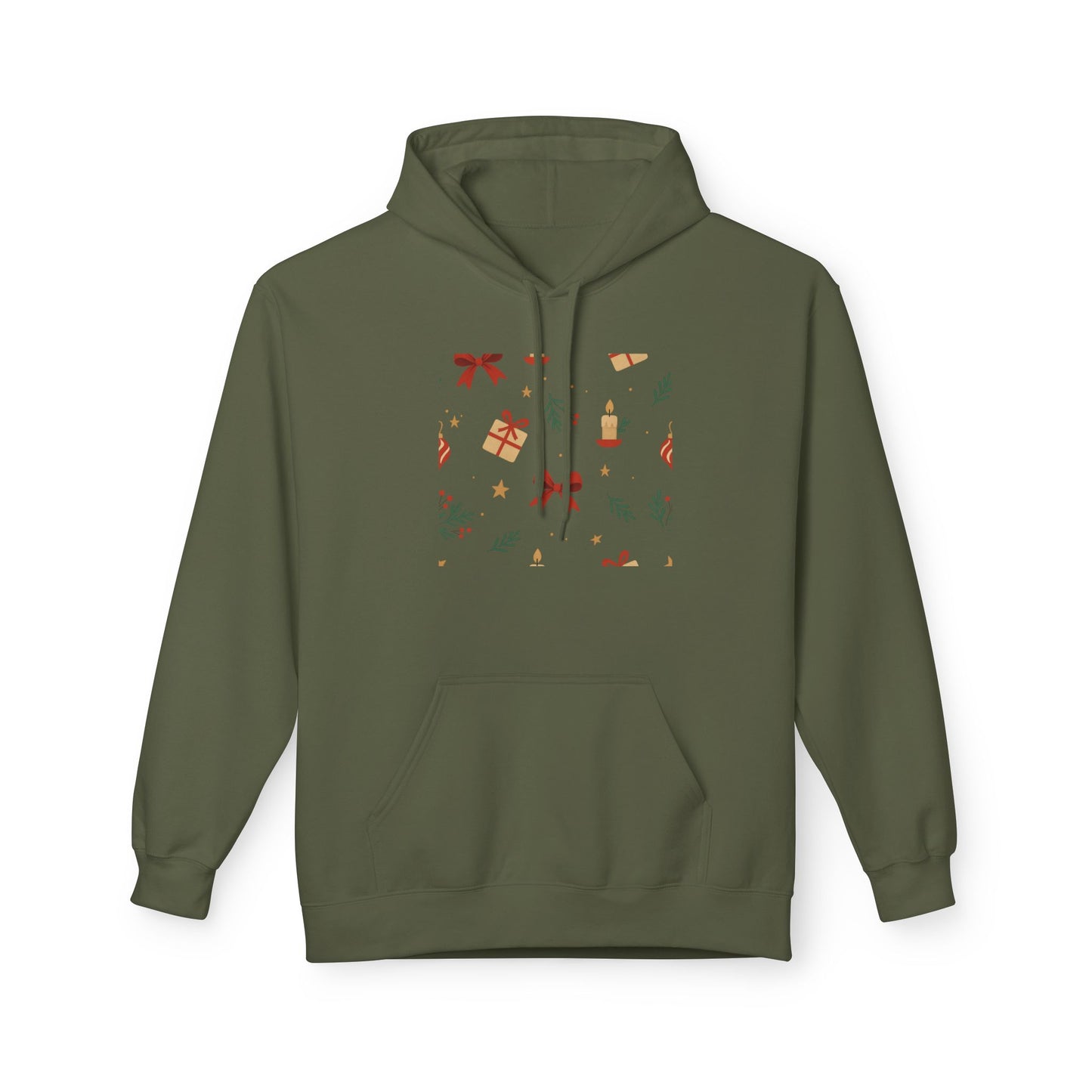 Holiday Gift Pattern Hoodie — Festive Presents & Bows Design