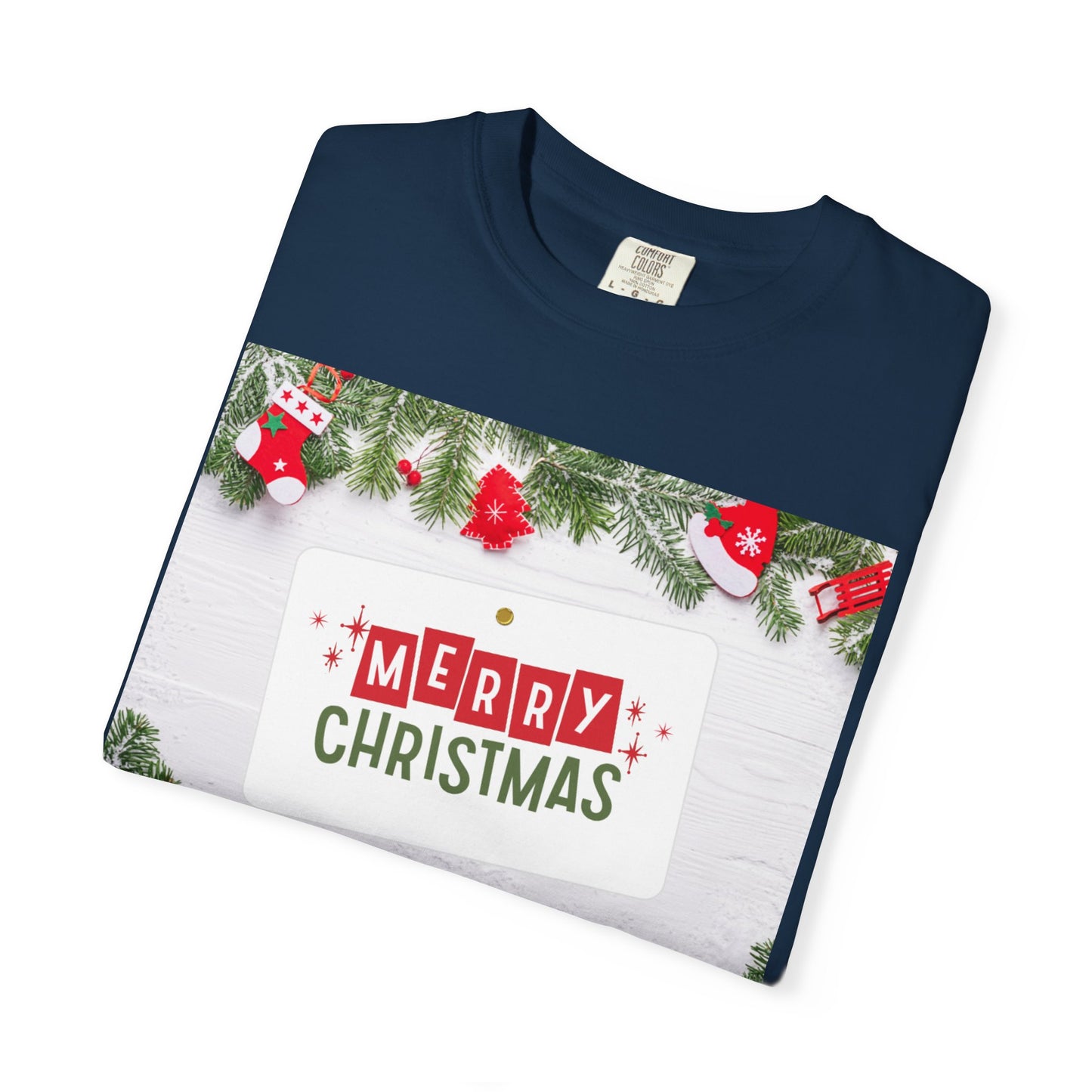 Merry Christmas Holiday T-Shirt — Festive Pine & Ornament Graphic