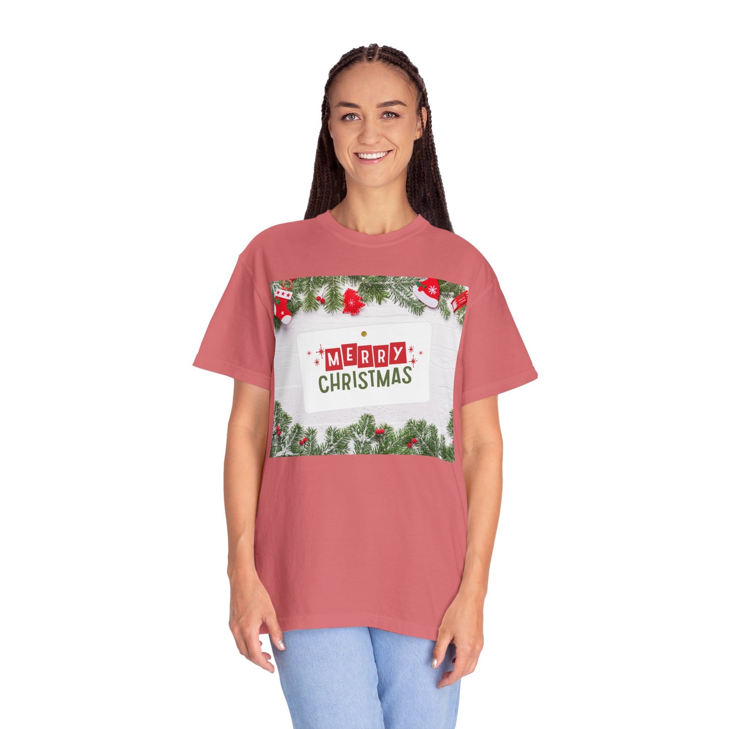 Merry Christmas Holiday T-Shirt — Festive Pine & Ornament Graphic