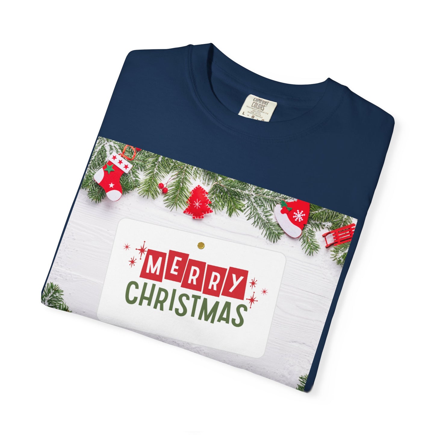 Merry Christmas Holiday T-Shirt — Festive Pine & Ornament Graphic
