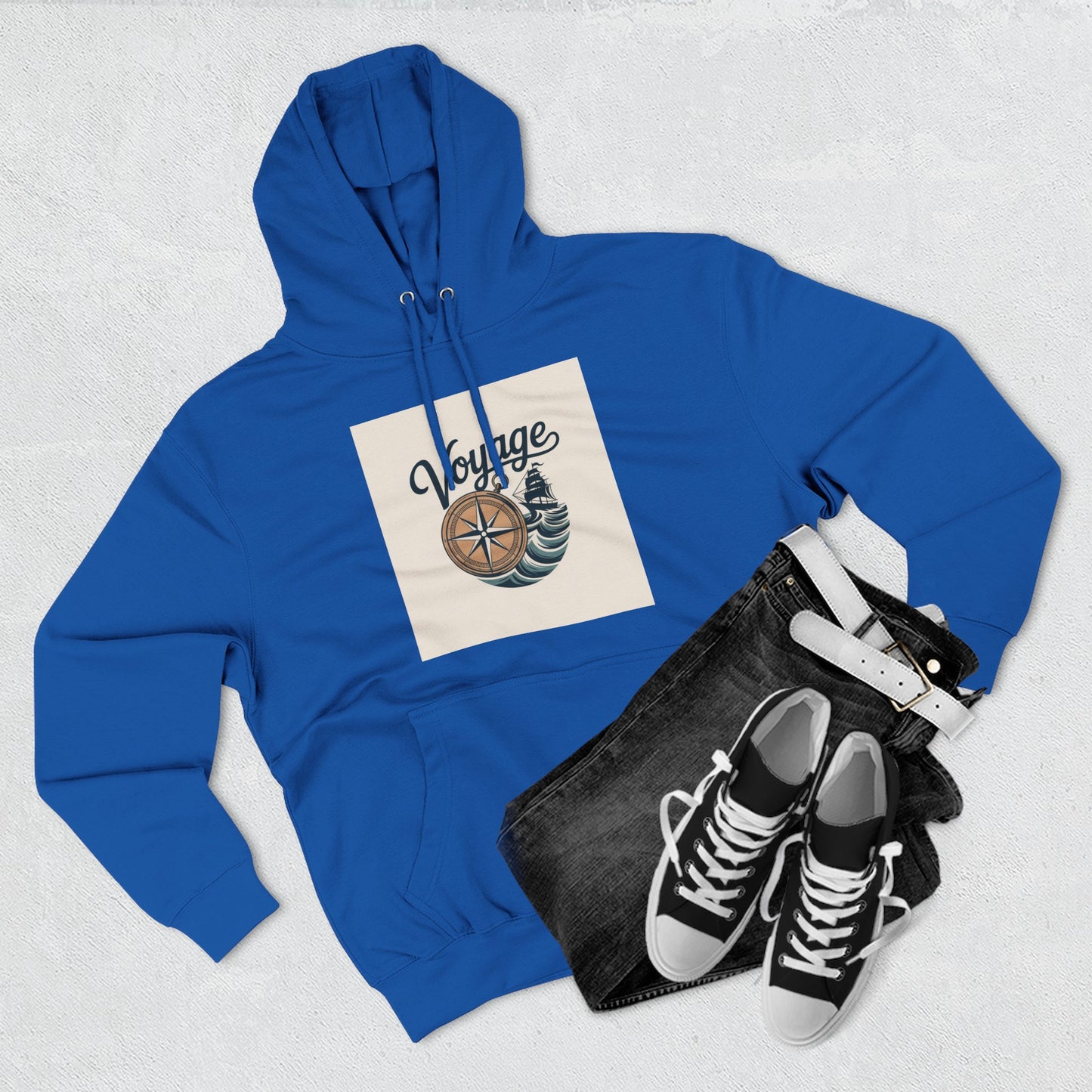 Voyage Compass Hoodie — Nautical Travel Graphic Pullover