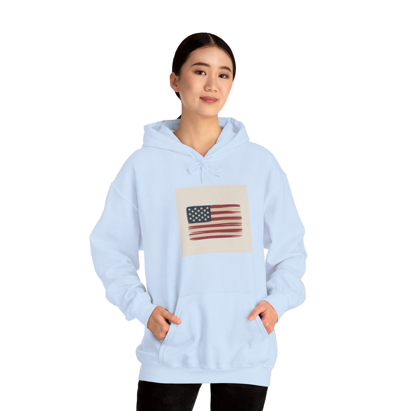 Vintage American Flag Hoodie — Distressed USA Patriotic Sweatshirt