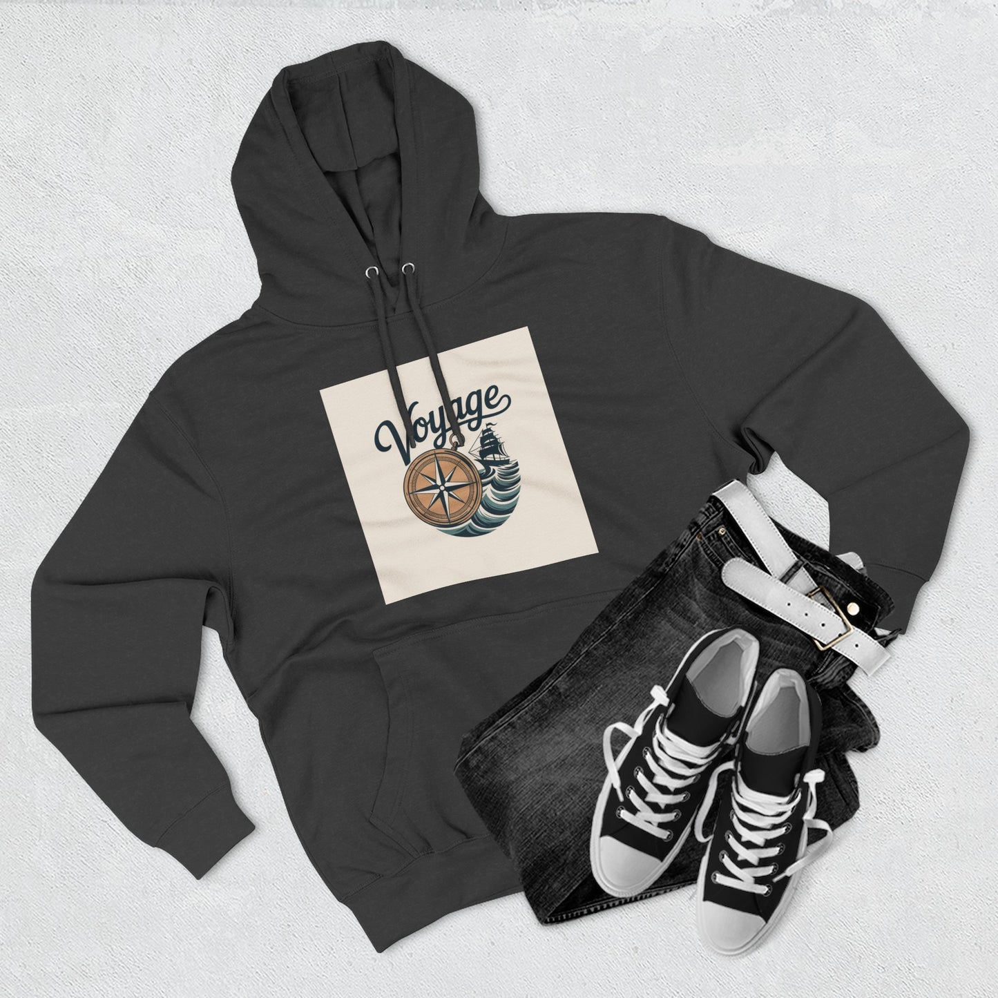 Voyage Compass Hoodie — Nautical Travel Graphic Pullover