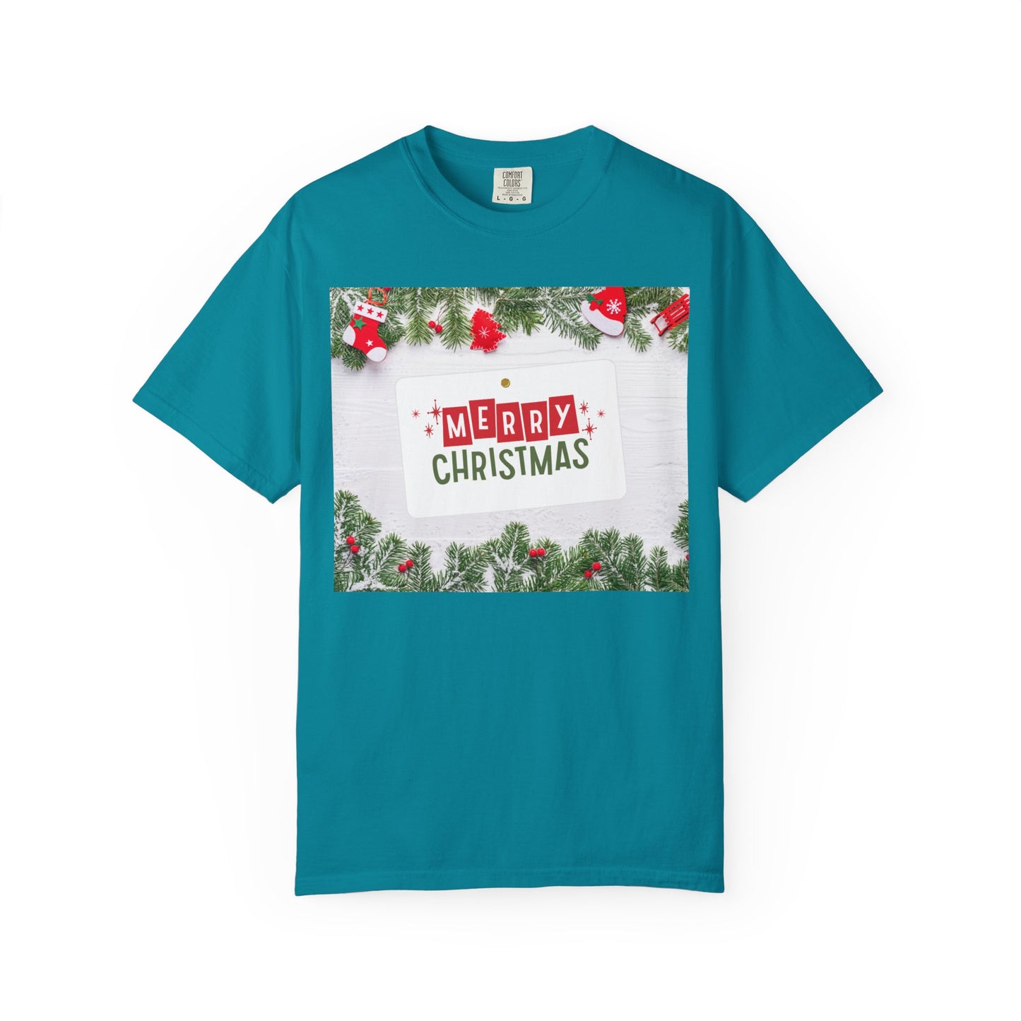 Merry Christmas Holiday T-Shirt — Festive Pine & Ornament Graphic