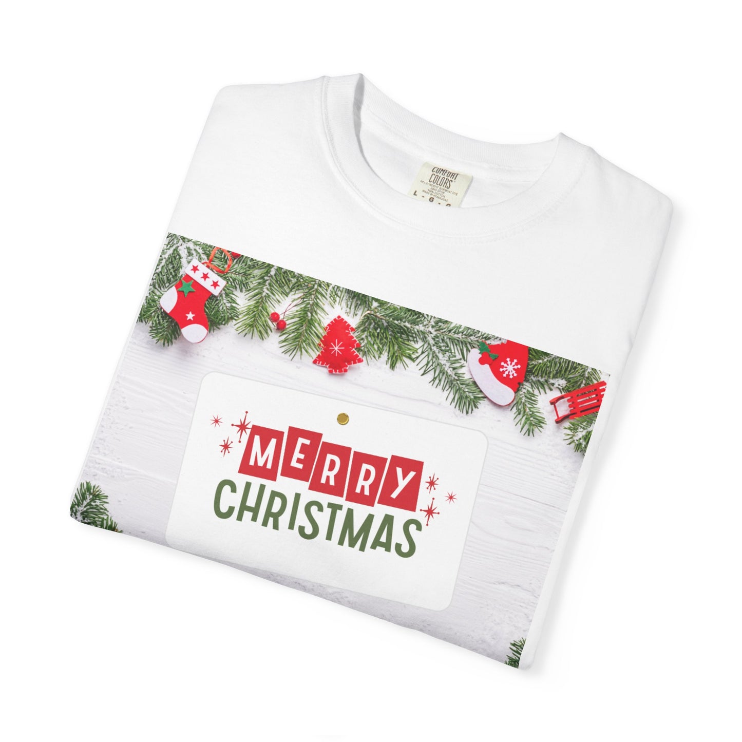 Merry Christmas Holiday T-Shirt — Festive Pine & Ornament Graphic