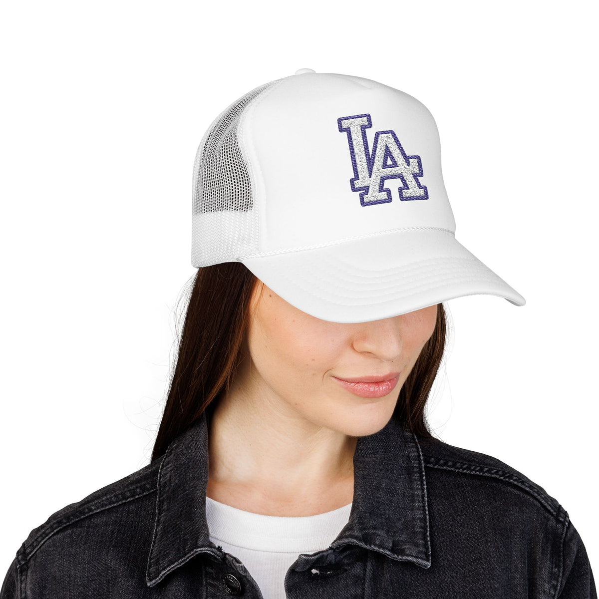 LA logo, Los Angeles California Design, City pride graphic, Varsity style hat cap, T-shirt hoodie POD