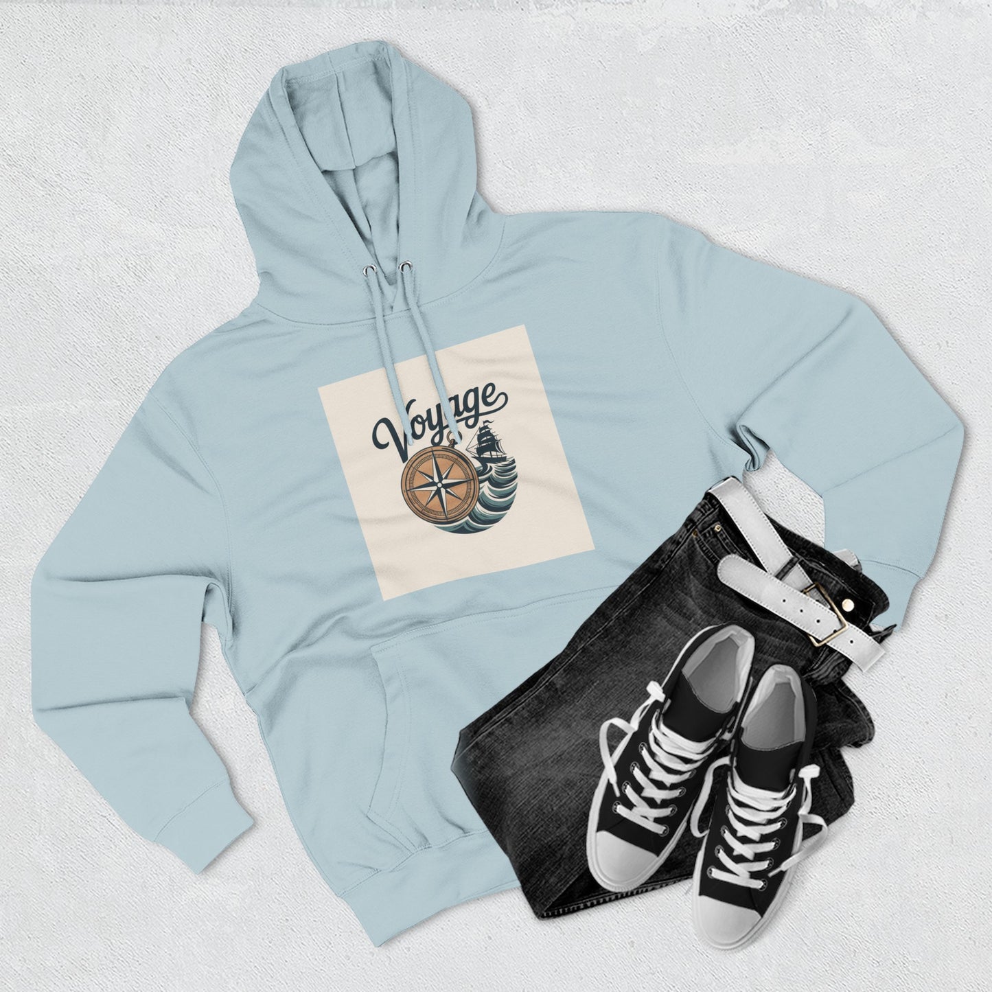 Voyage Compass Hoodie — Nautical Travel Graphic Pullover