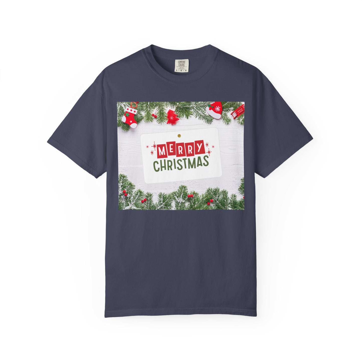 Merry Christmas Holiday T-Shirt — Festive Pine & Ornament Graphic