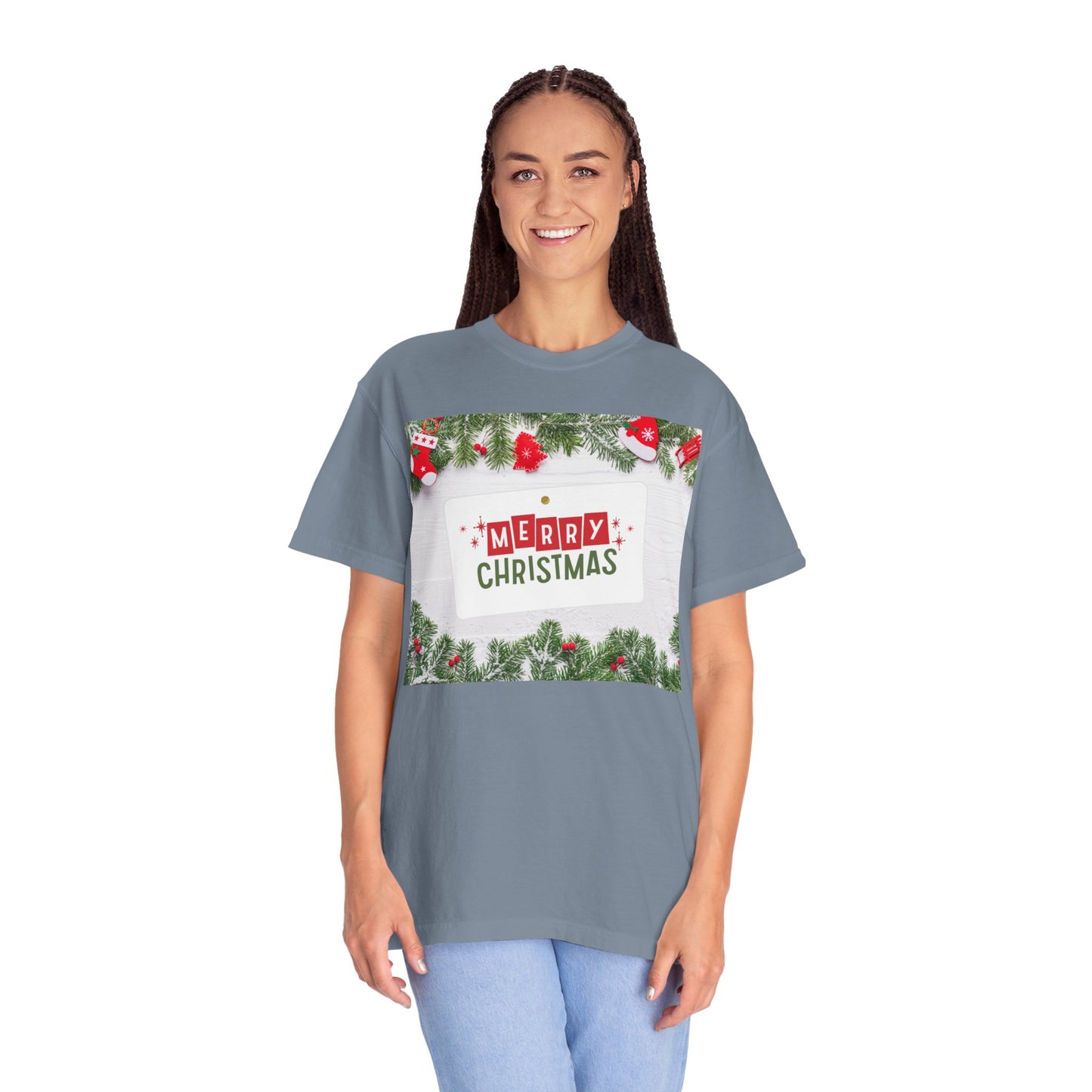 Merry Christmas Holiday T-Shirt — Festive Pine & Ornament Graphic