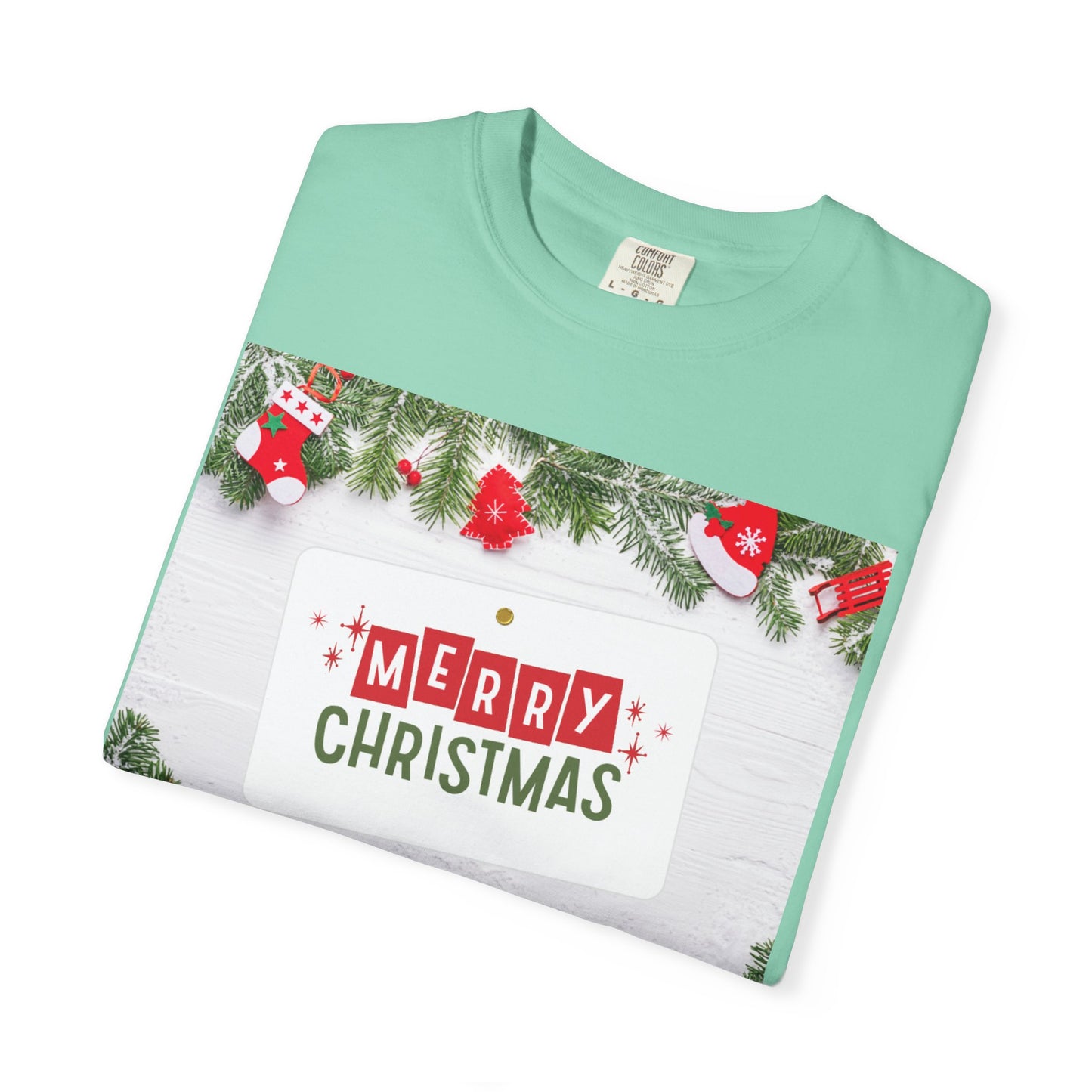 Merry Christmas Holiday T-Shirt — Festive Pine & Ornament Graphic