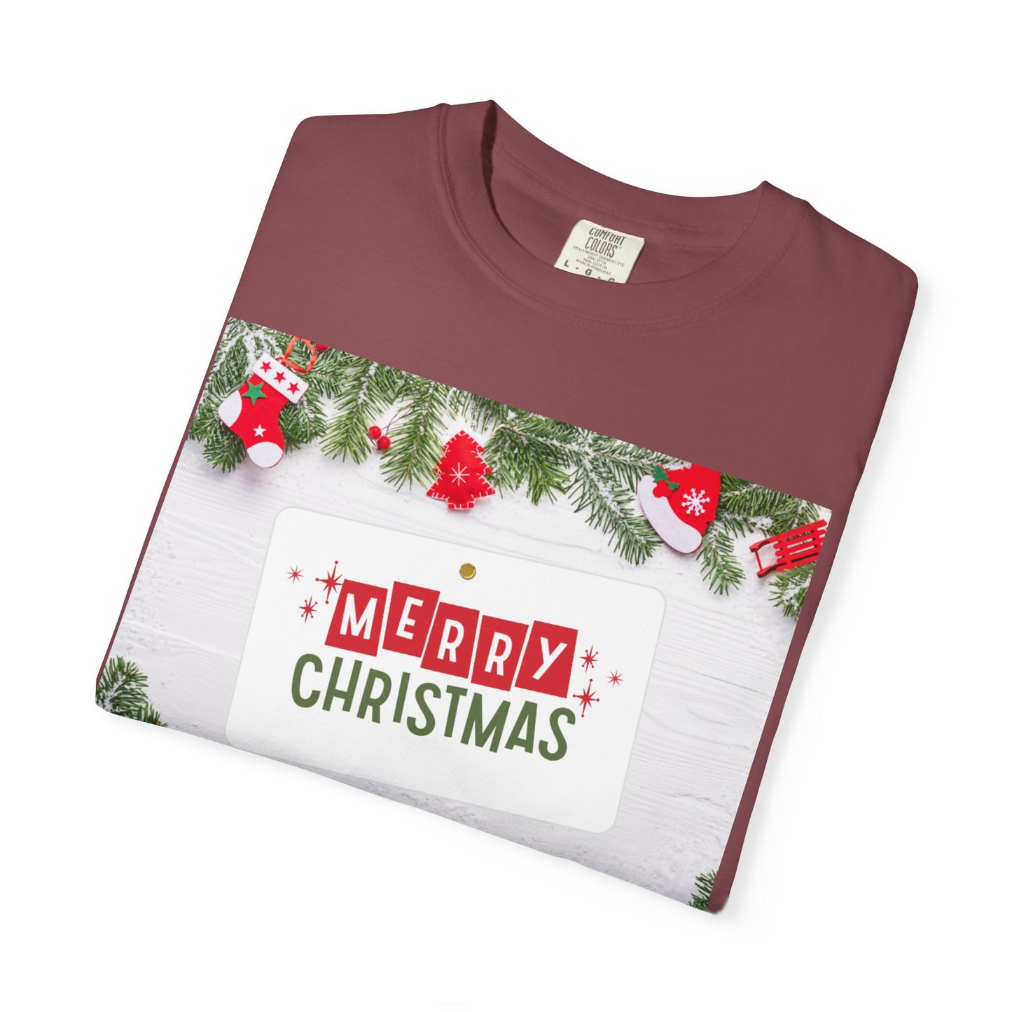 Merry Christmas Holiday T-Shirt — Festive Pine & Ornament Graphic