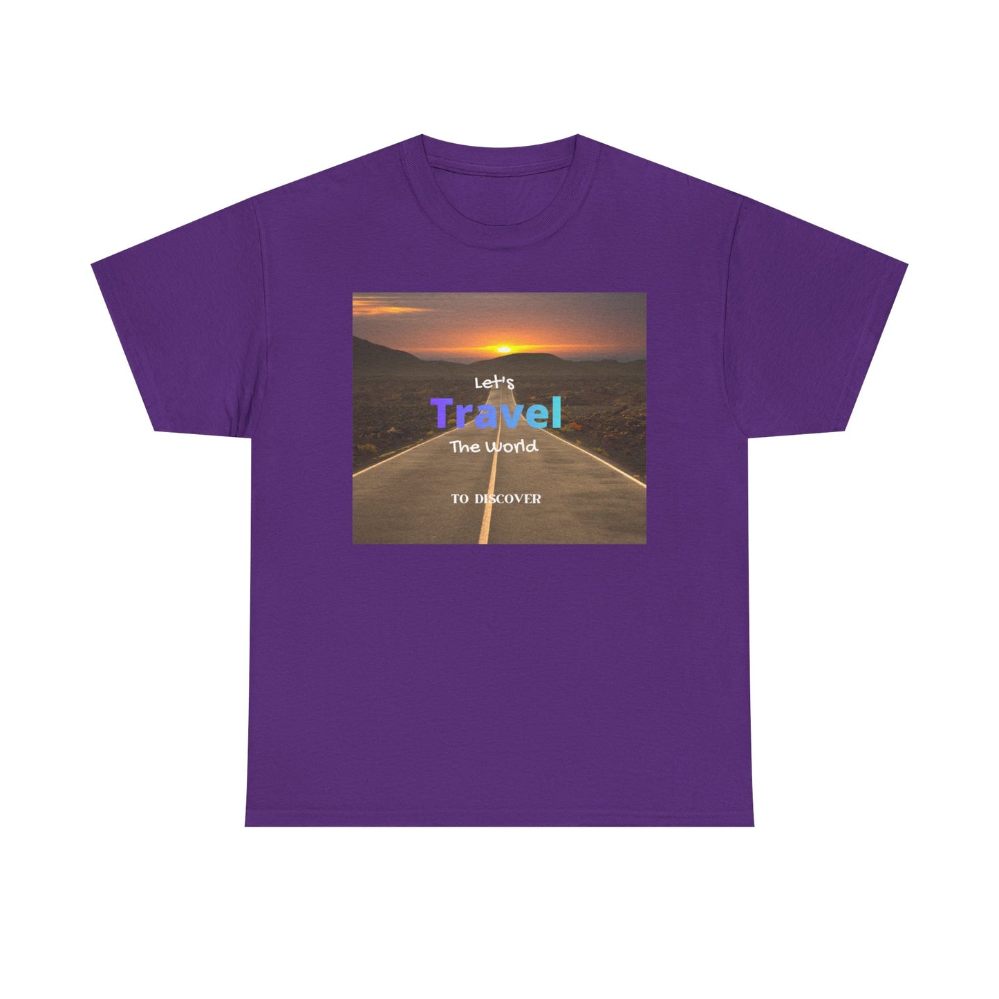 Travel Sunset Road T‑Shirt – "Let's Travel the World" Graphic Tee