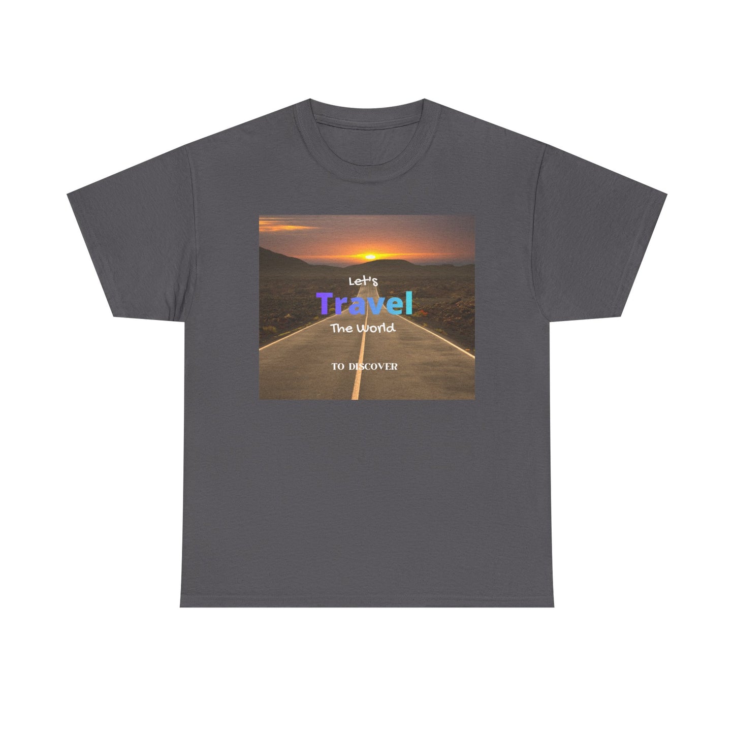 Travel Sunset Road T‑Shirt – "Let's Travel the World" Graphic Tee