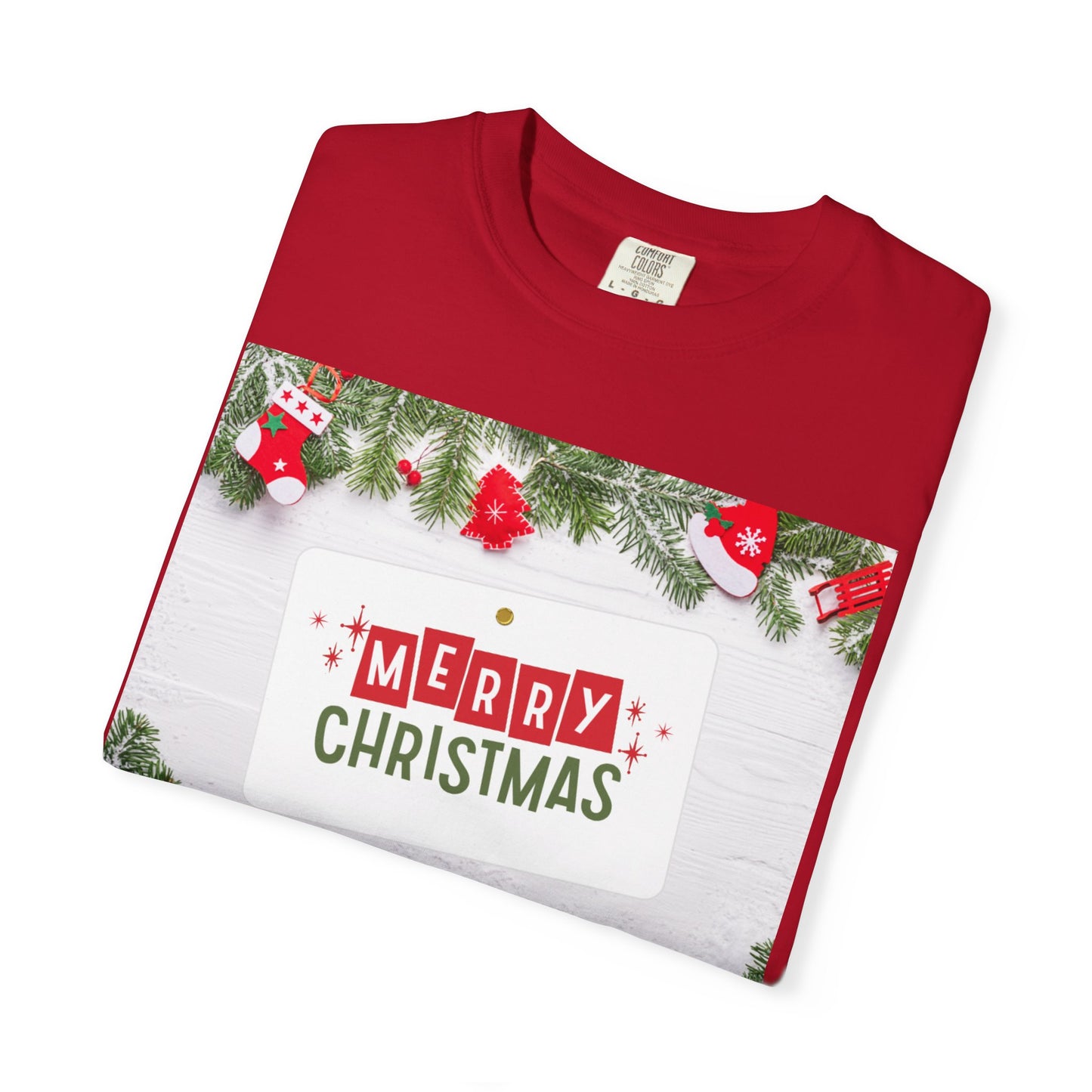 Merry Christmas Holiday T-Shirt — Festive Pine & Ornament Graphic