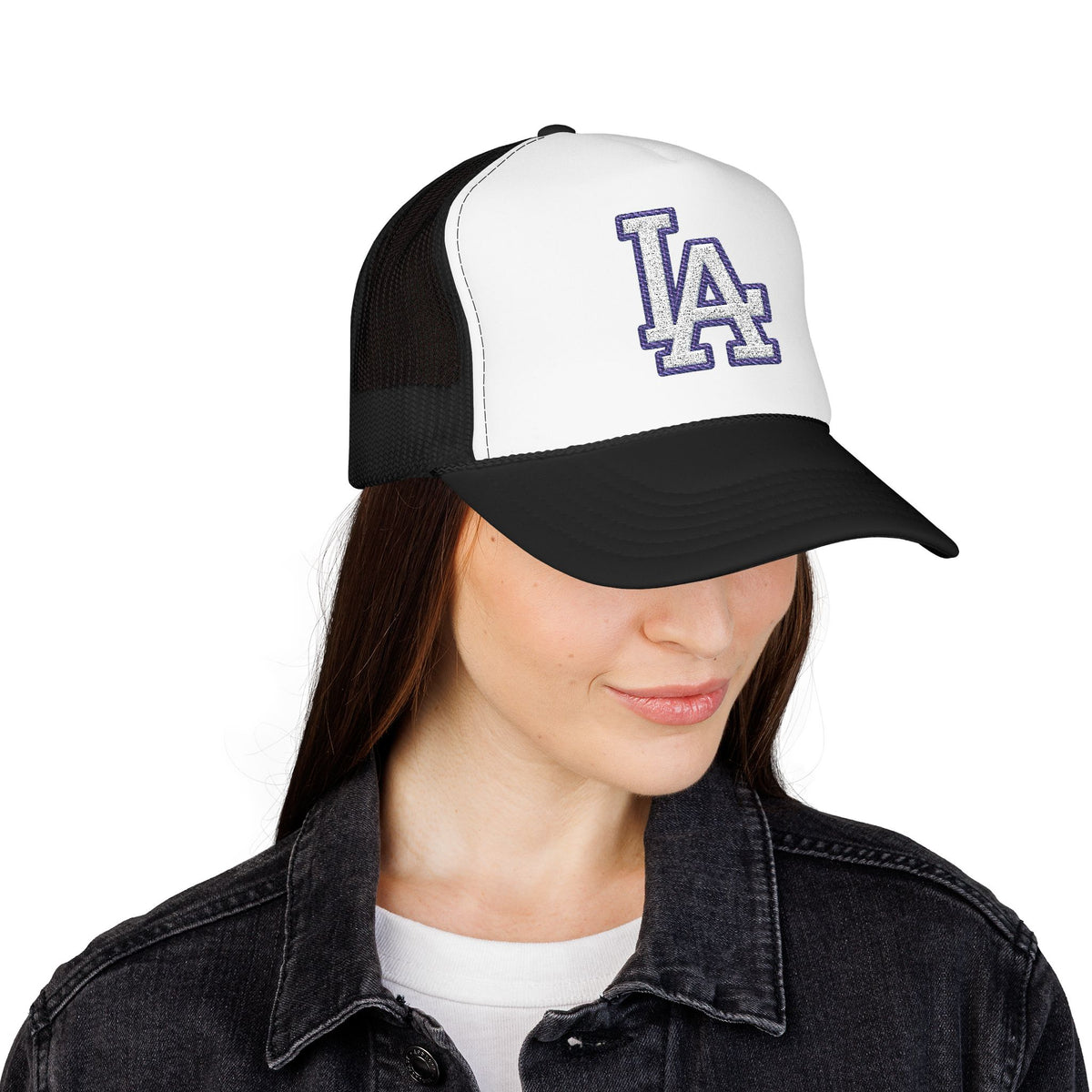 LA logo, Los Angeles California Design, City pride graphic, Varsity style hat cap, T-shirt hoodie POD