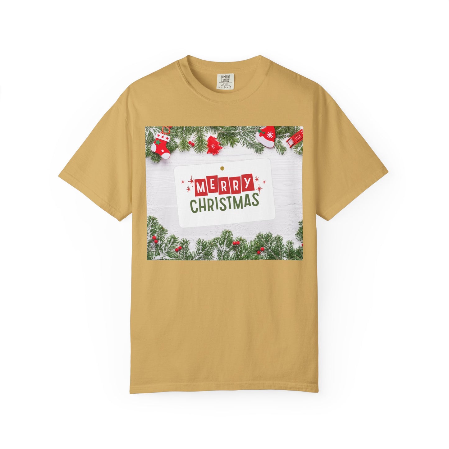 Merry Christmas Holiday T-Shirt — Festive Pine & Ornament Graphic
