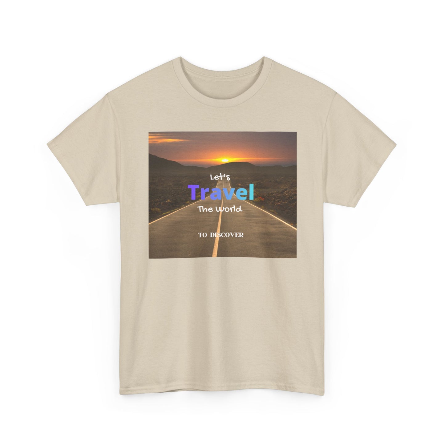 Travel Sunset Road T‑Shirt – "Let's Travel the World" Graphic Tee