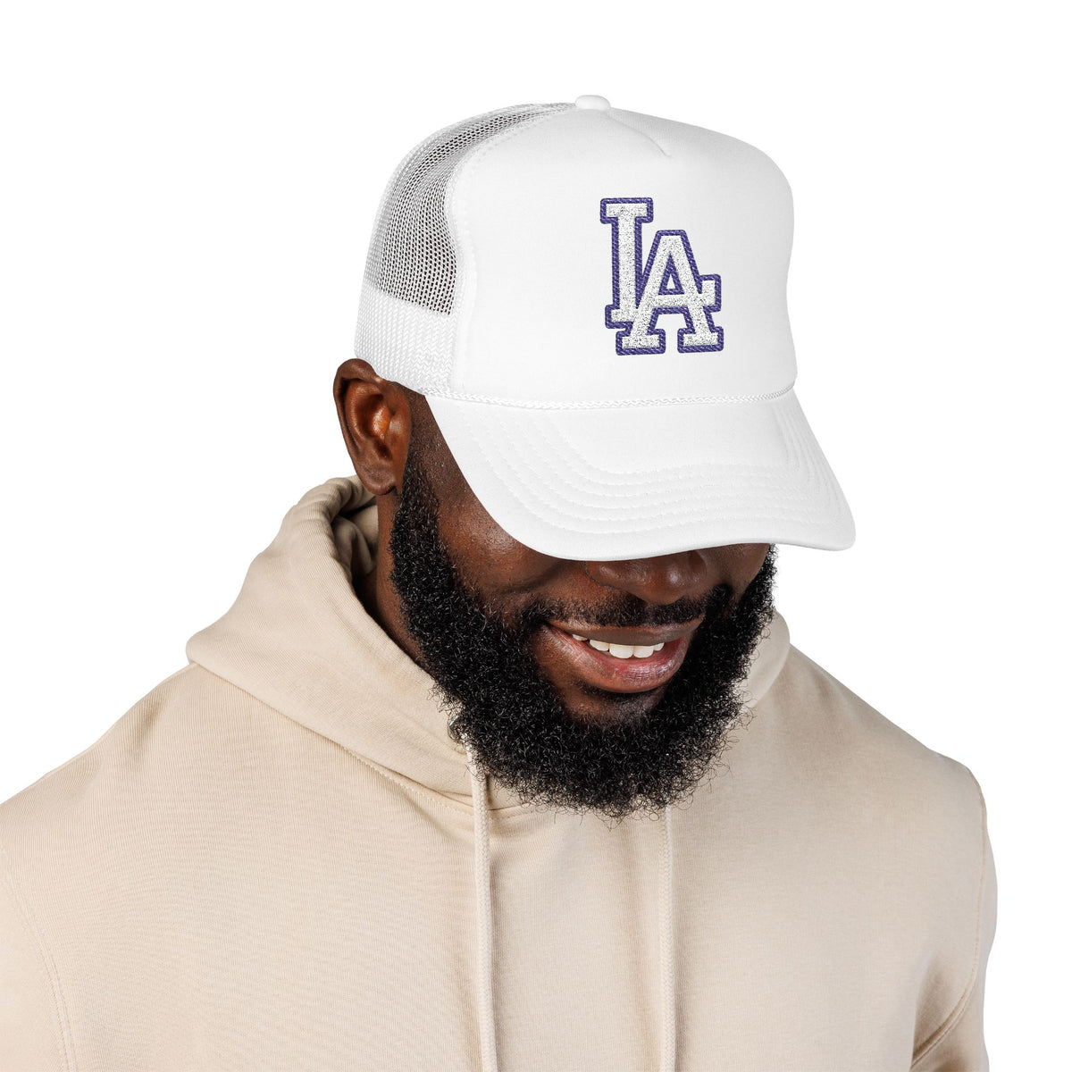 LA logo, Los Angeles California Design, City pride graphic, Varsity style hat cap, T-shirt hoodie POD