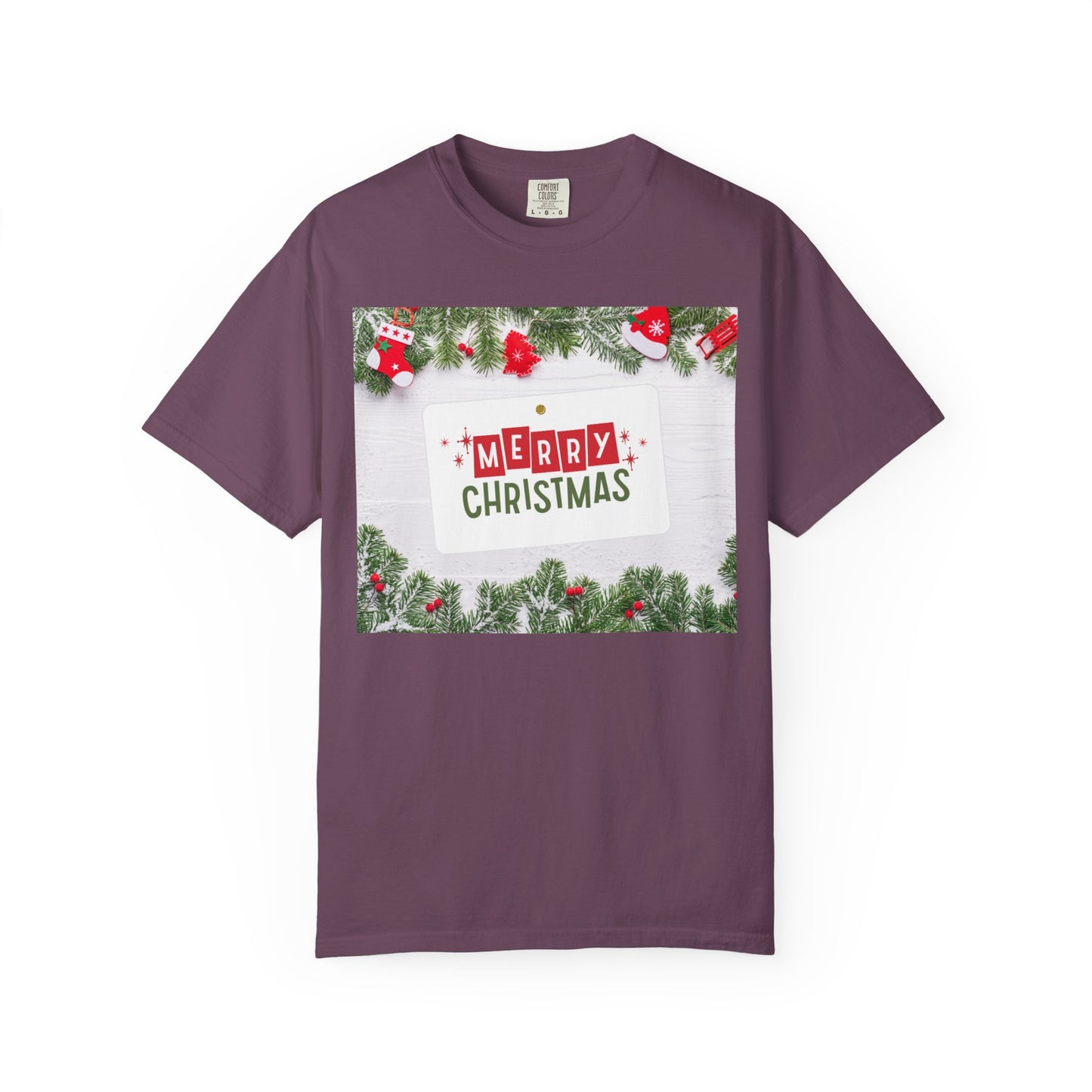 Merry Christmas Holiday T-Shirt — Festive Pine & Ornament Graphic