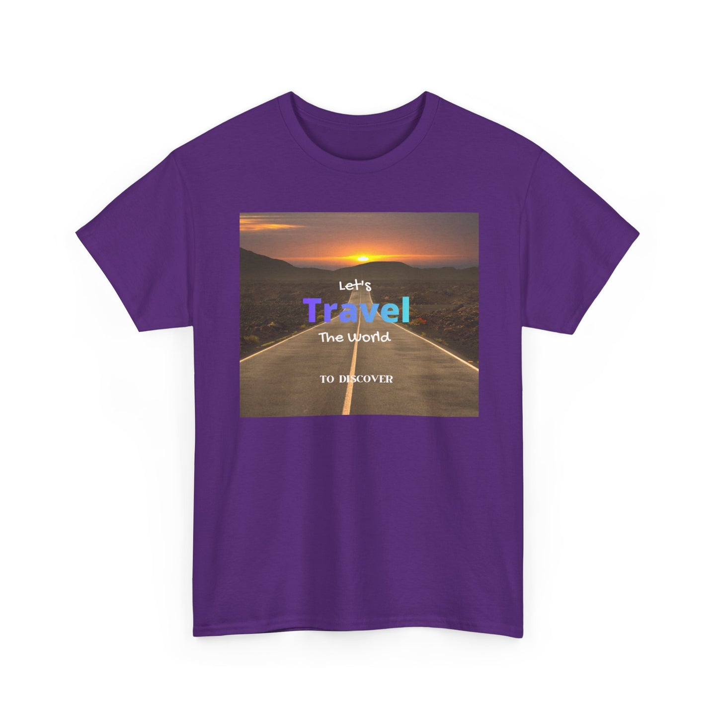 Travel Sunset Road T‑Shirt – "Let's Travel the World" Graphic Tee