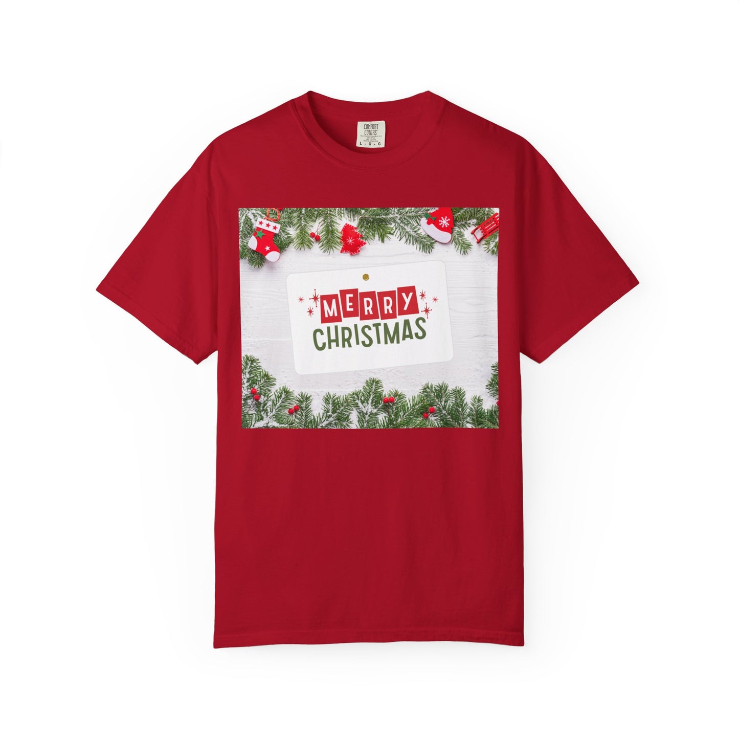 Merry Christmas Holiday T-Shirt — Festive Pine & Ornament Graphic