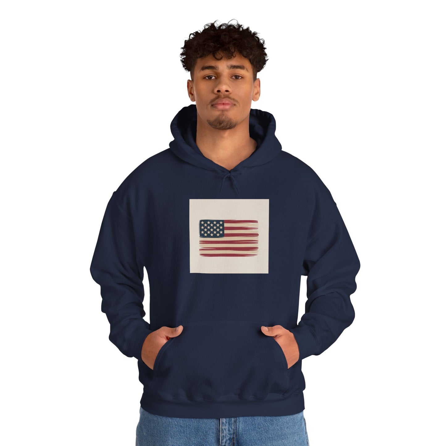 Vintage American Flag Hoodie — Distressed USA Patriotic Sweatshirt