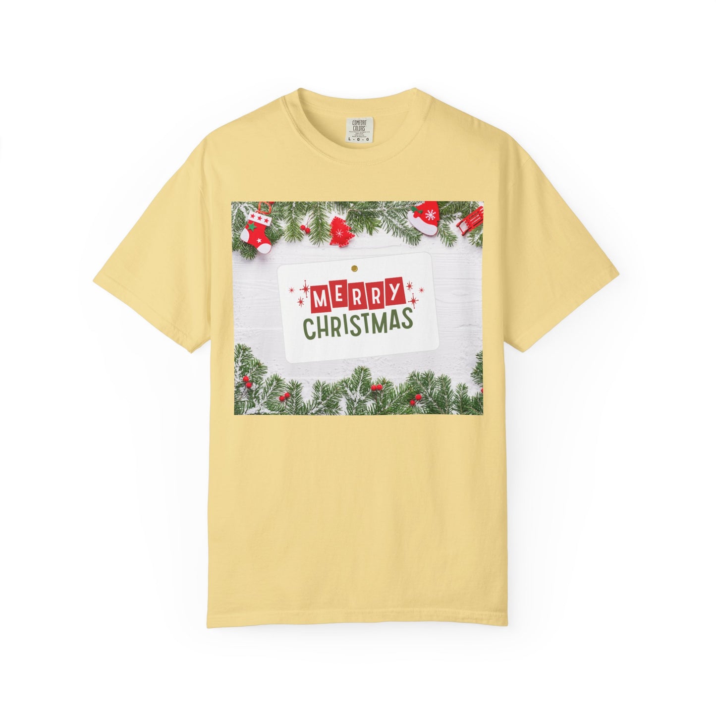 Merry Christmas Holiday T-Shirt — Festive Pine & Ornament Graphic